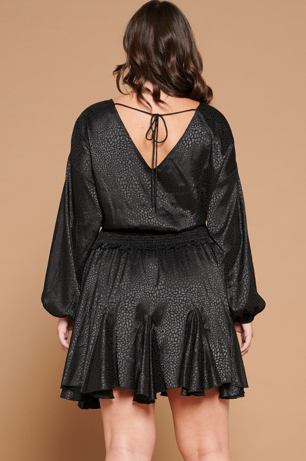 See Us Together Satin Dress - Black