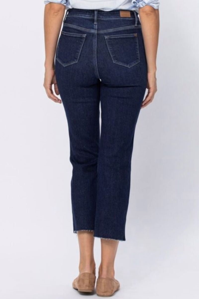 Judy Blue Cropped Straight Fit Side Slit Jeans