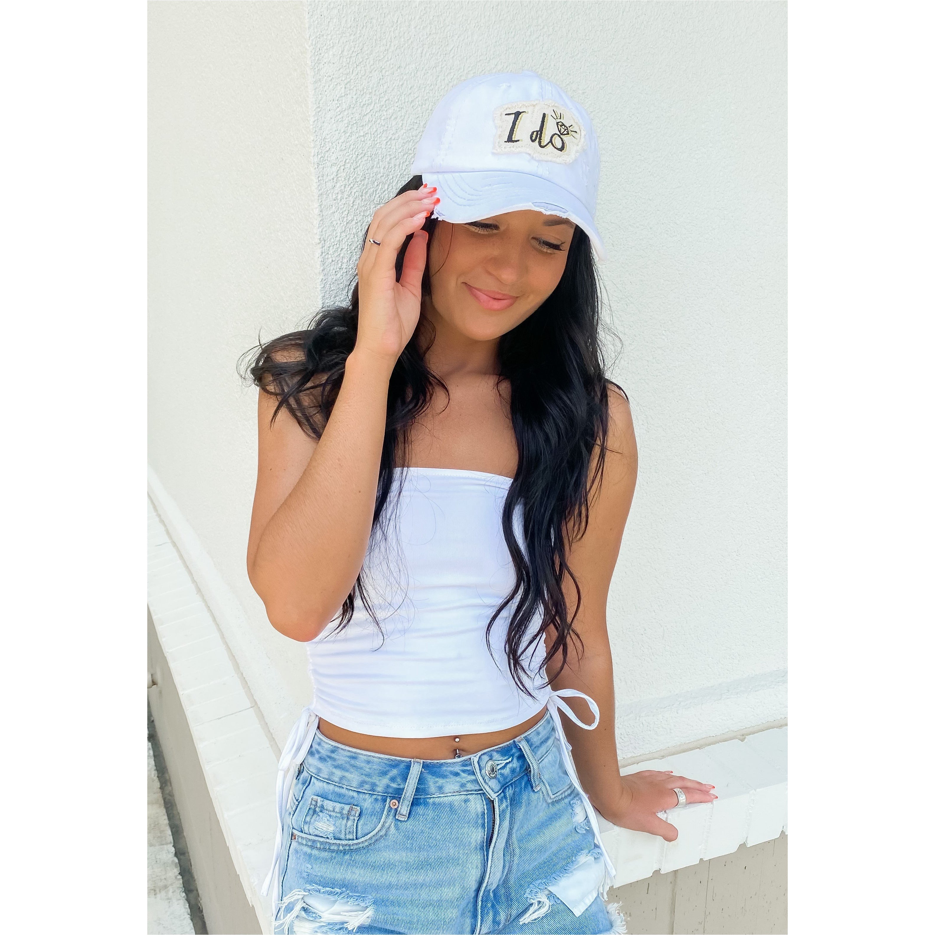 CC High Vintage Wash Distressed I Do Ball Cap - White