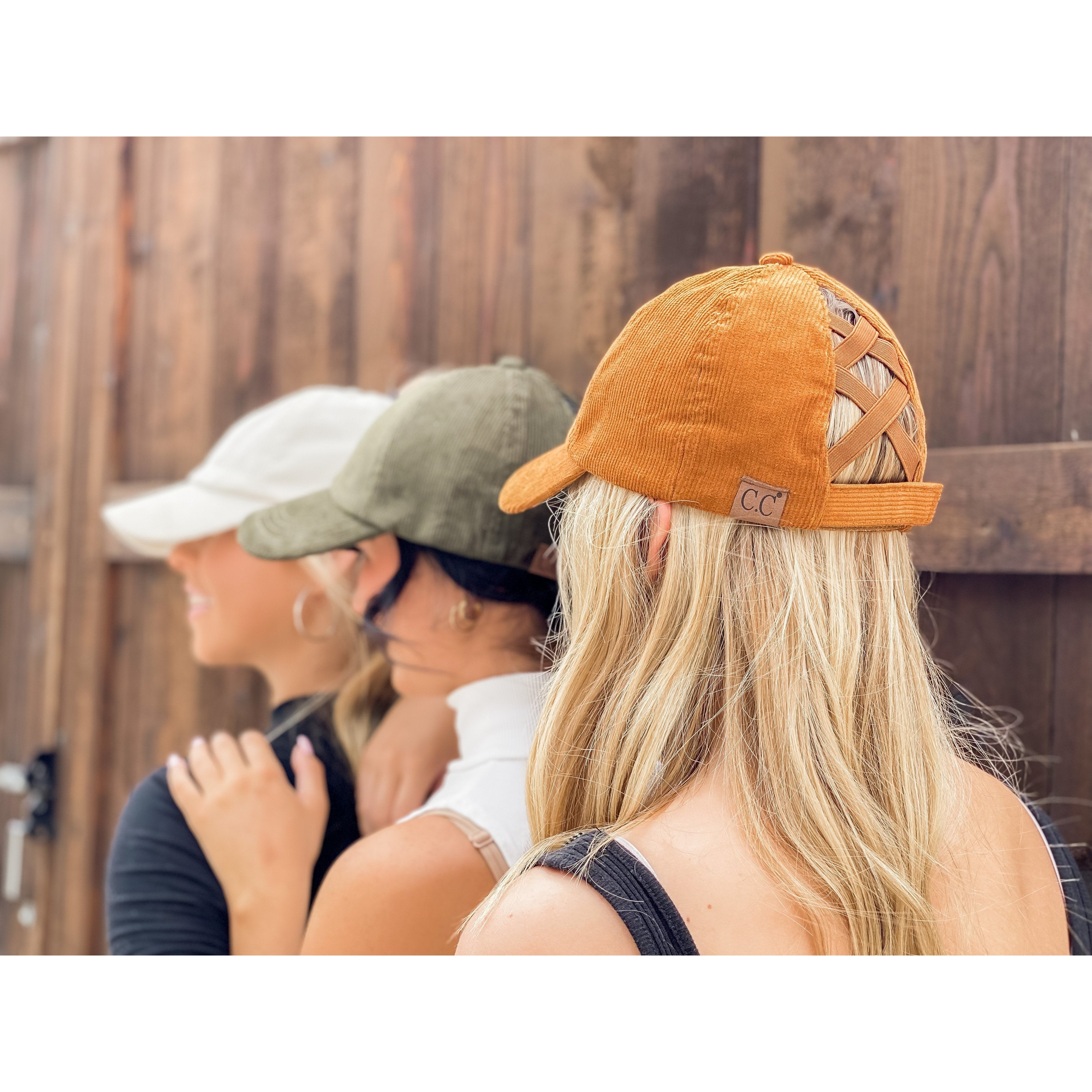 CC Criss Cross High Pony Corduroy Ball Cap - Honey Mustard
