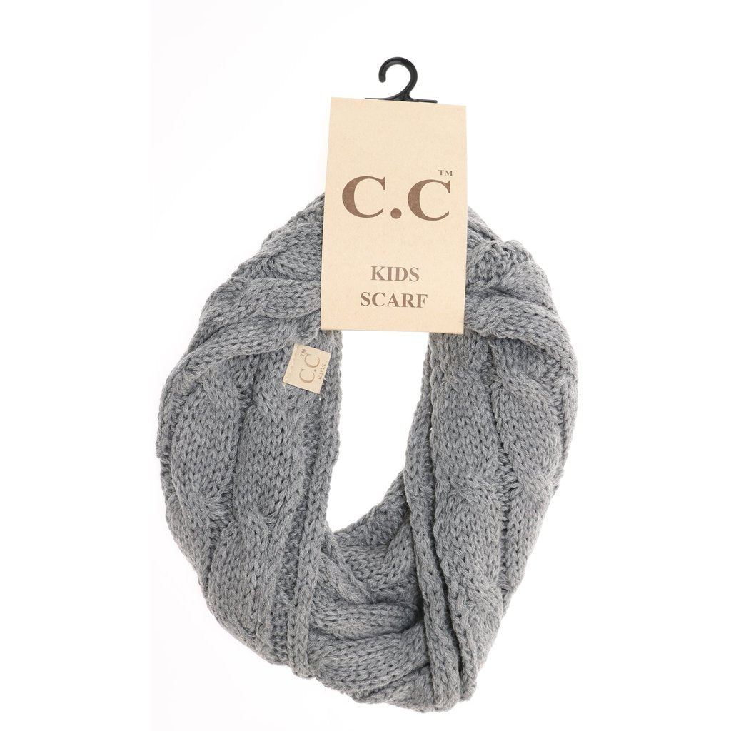CC Kids Solid Cable Knit Infinity Scarf - Grey
