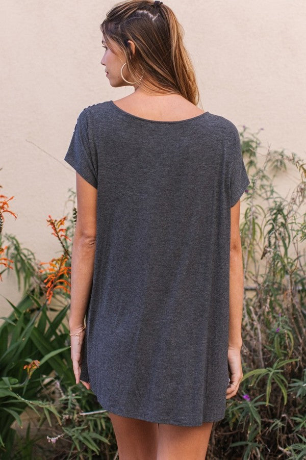 Sweet Memories Top - Charcoal