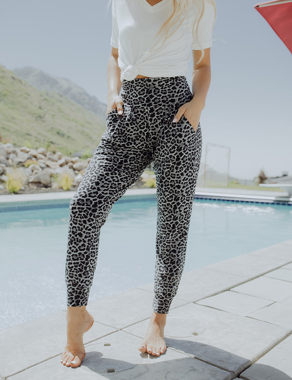 Simply The Best Harem Pants Grey Leopard Print