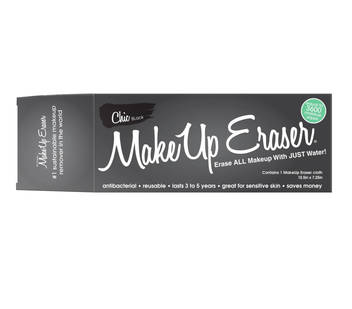 Chic Black Makeup Eraser
Erase all makeup with just water
anti bacterial, reusable, lasts 3-5 years, greta for sensitive skin, saves money