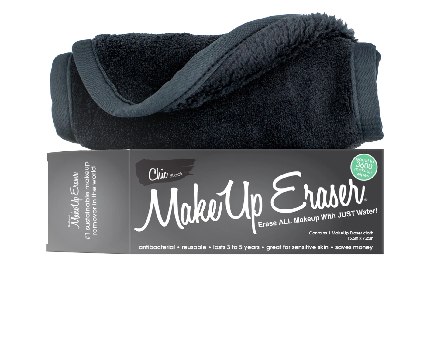 Chic Black Makeup Eraser
Erase all makeup with just water
anti bacterial, reusable, lasts 3-5 years, greta for sensitive skin, saves money