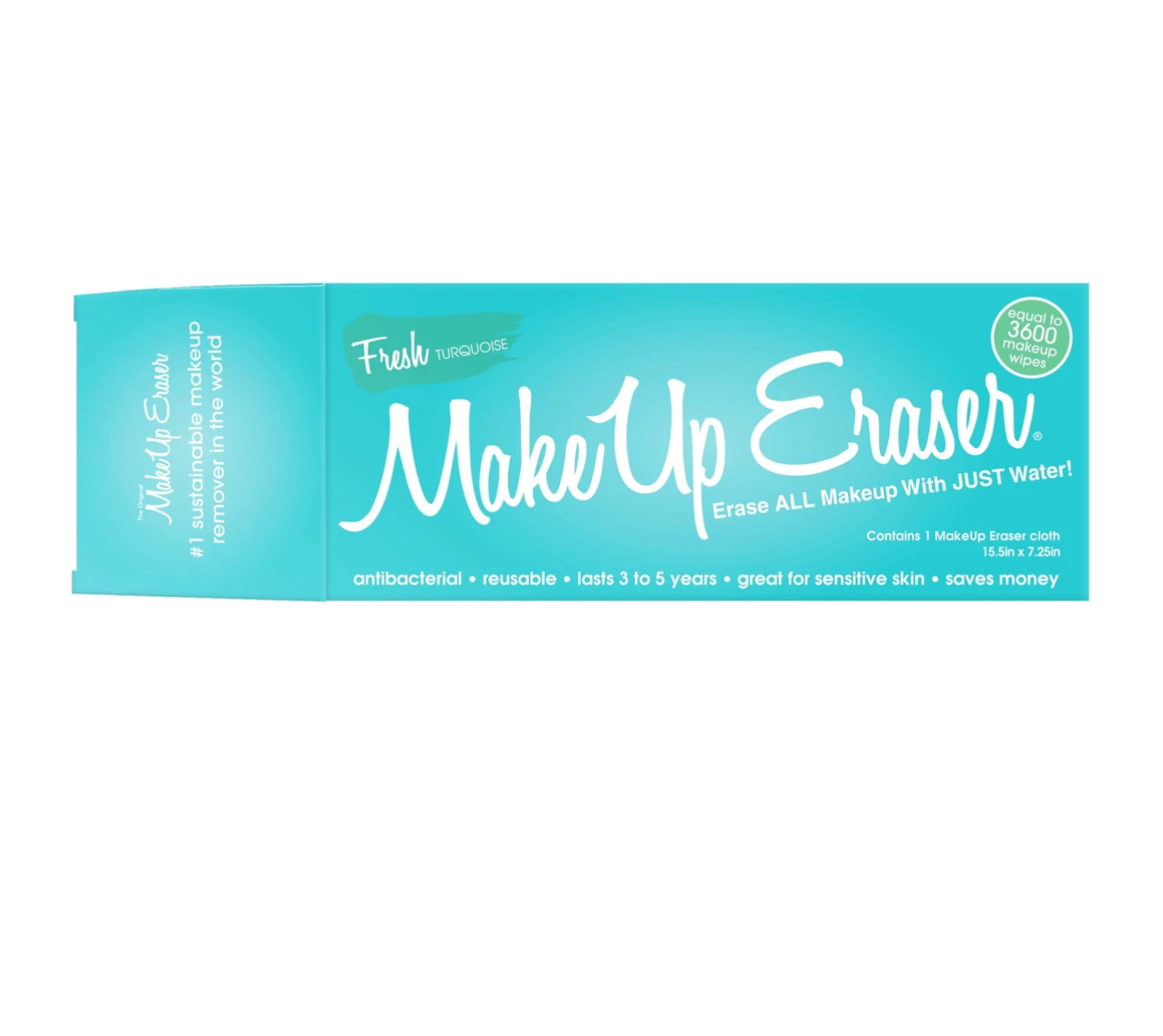 Fresh Turquoise Makeup Eraser
Erase all makeup with just water
antibacterial, reusable, lasts 3-5 years, great for sensitive skin, saves money