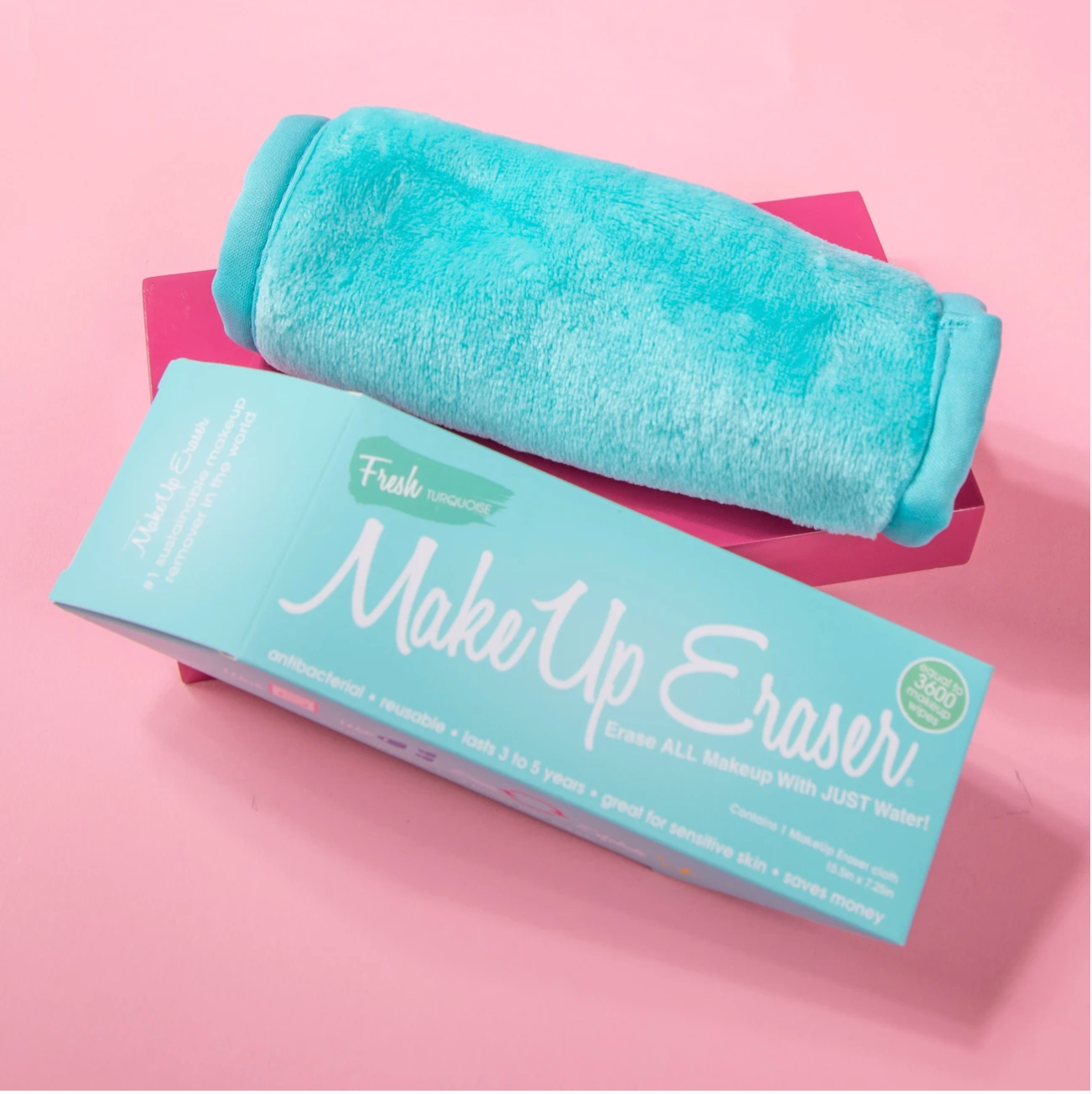 Fresh Turquoise Makeup Eraser
Erase all makeup with just water
antibacterial, reusable, lasts 3-5 years, great for sensitive skin, saves money