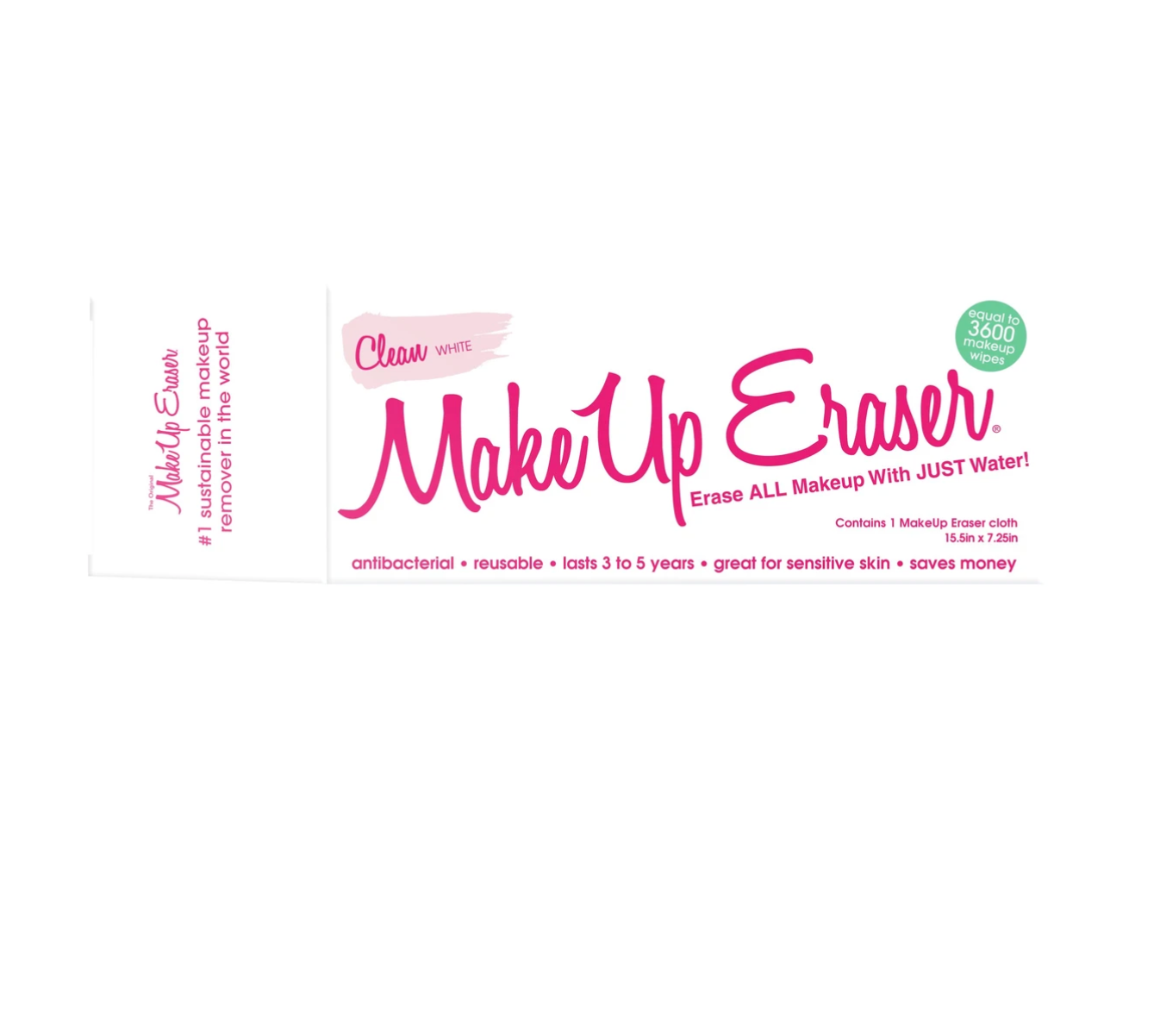 Clean White Makeup Eraser
Erase all makeup with just water
Antibacterial, reusable, lasts 3-5 years, great for sensitive skin, saves money