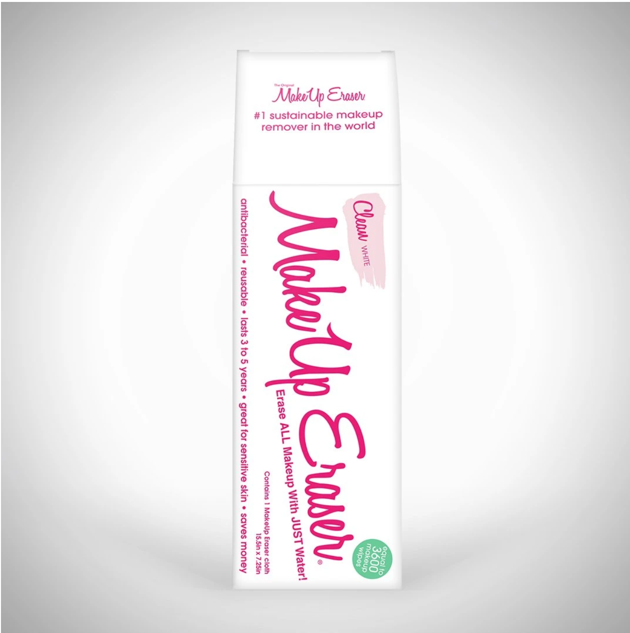 Clean White Makeup Eraser
Erase all makeup with just water
Antibacterial, reusable, lasts 3-5 years, great for sensitive skin, saves money
