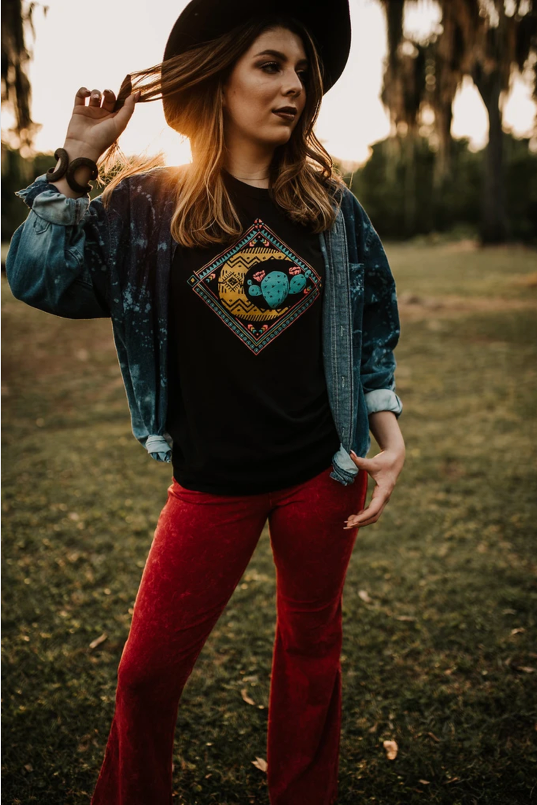 Distressed Denim Bleached Button Down - Dark Blue