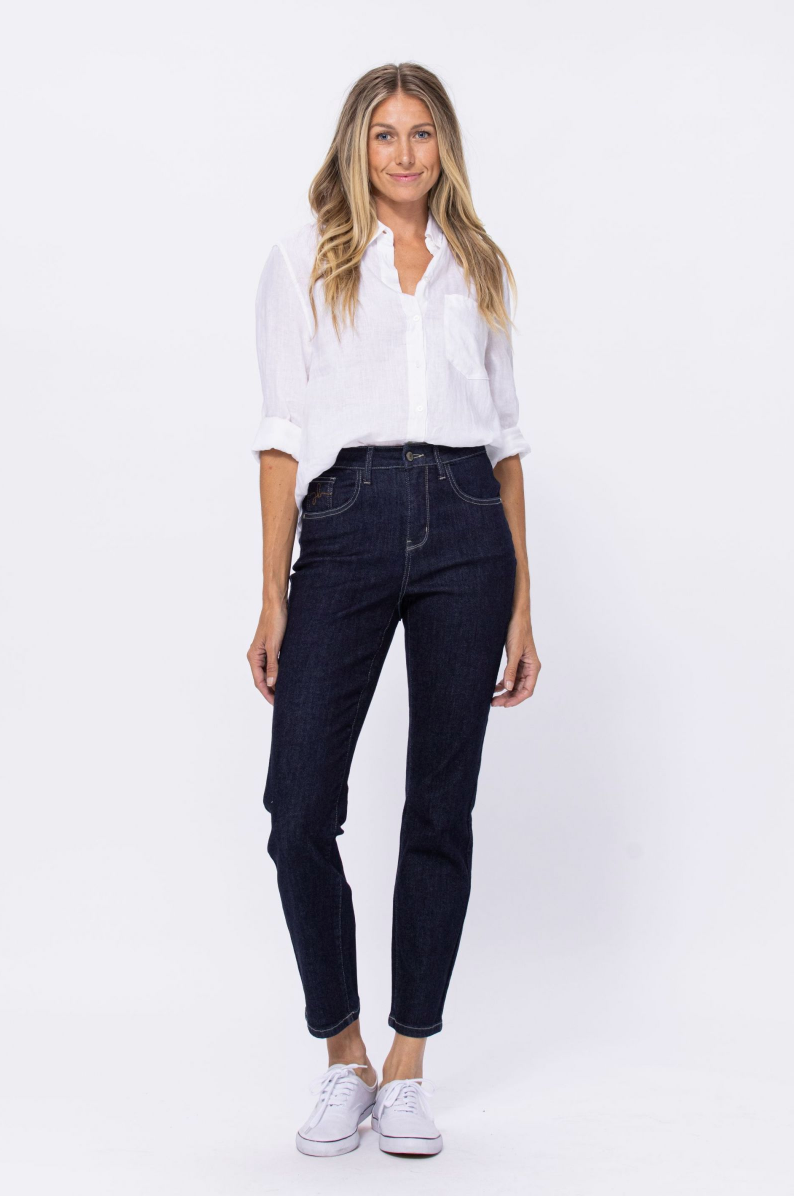 Judy Blue Rinse Wash Mom Jeans - Dark Wash