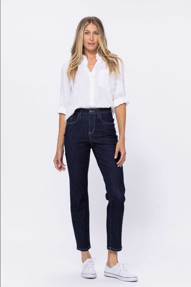 Judy Blue Rinse Wash Mom Jeans - Dark Wash