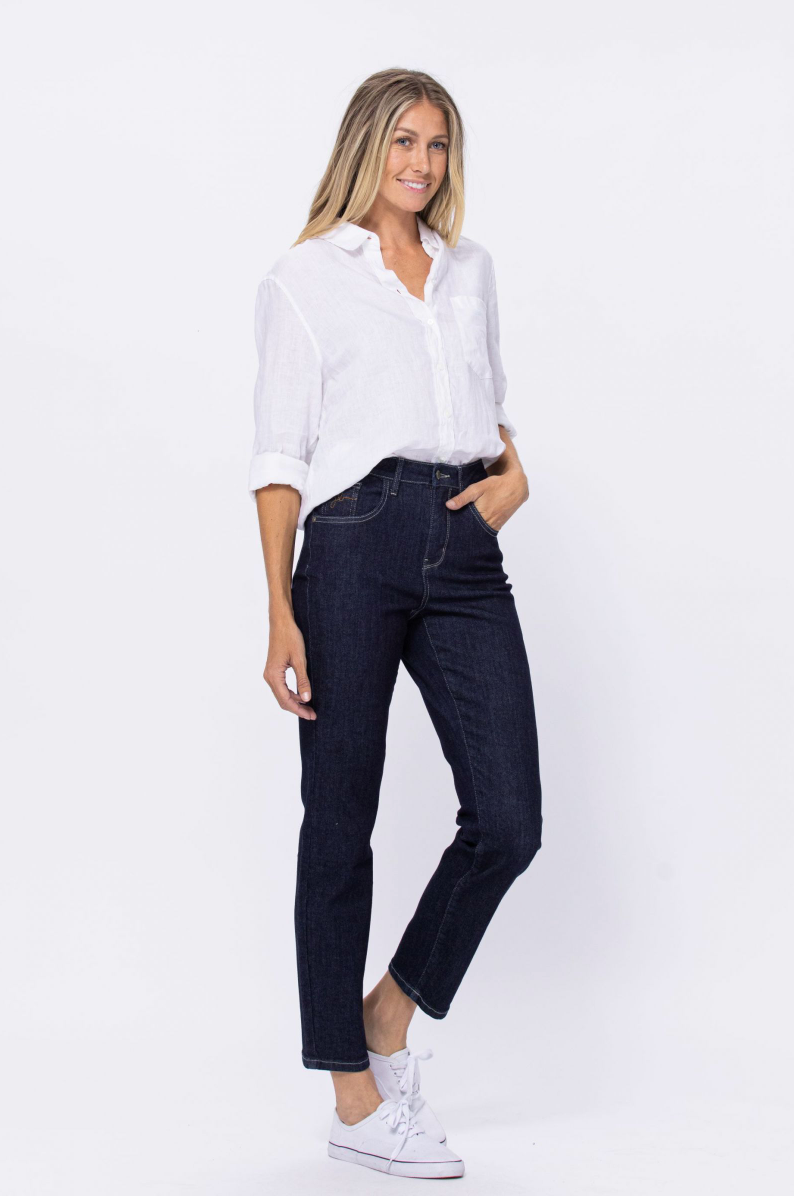 Judy Blue Rinse Wash Mom Jeans - Dark Wash