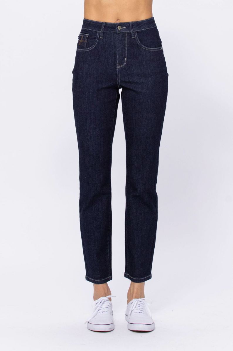 Judy Blue Rinse Wash Mom Jeans - Dark Wash