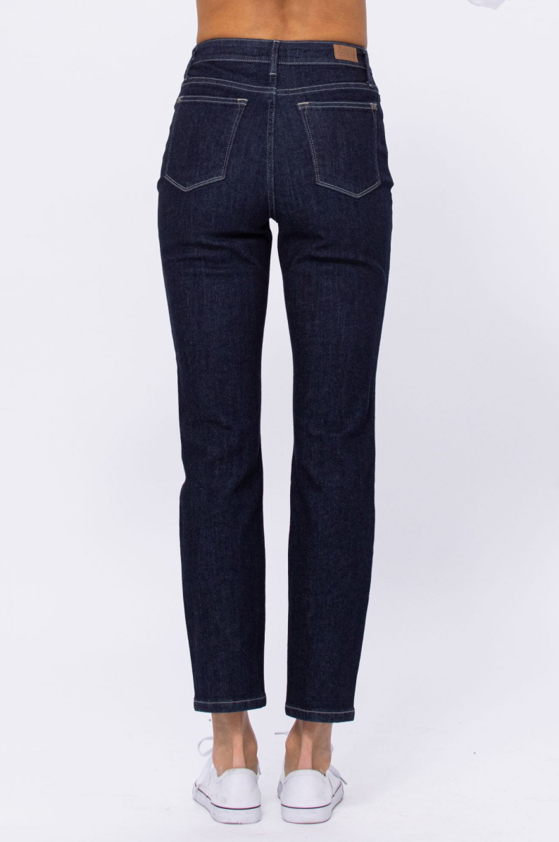 Judy Blue Rinse Wash Mom Jeans - Dark Wash