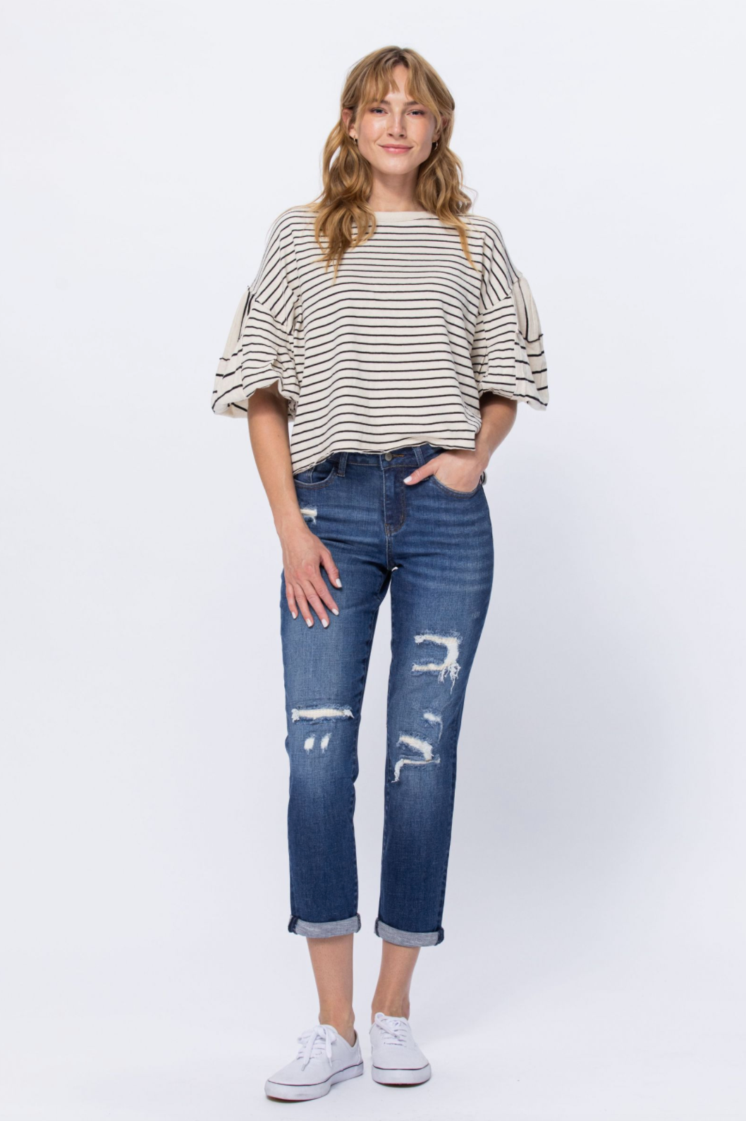 Judy Blue Thermal Patch Boyfriend Jeans