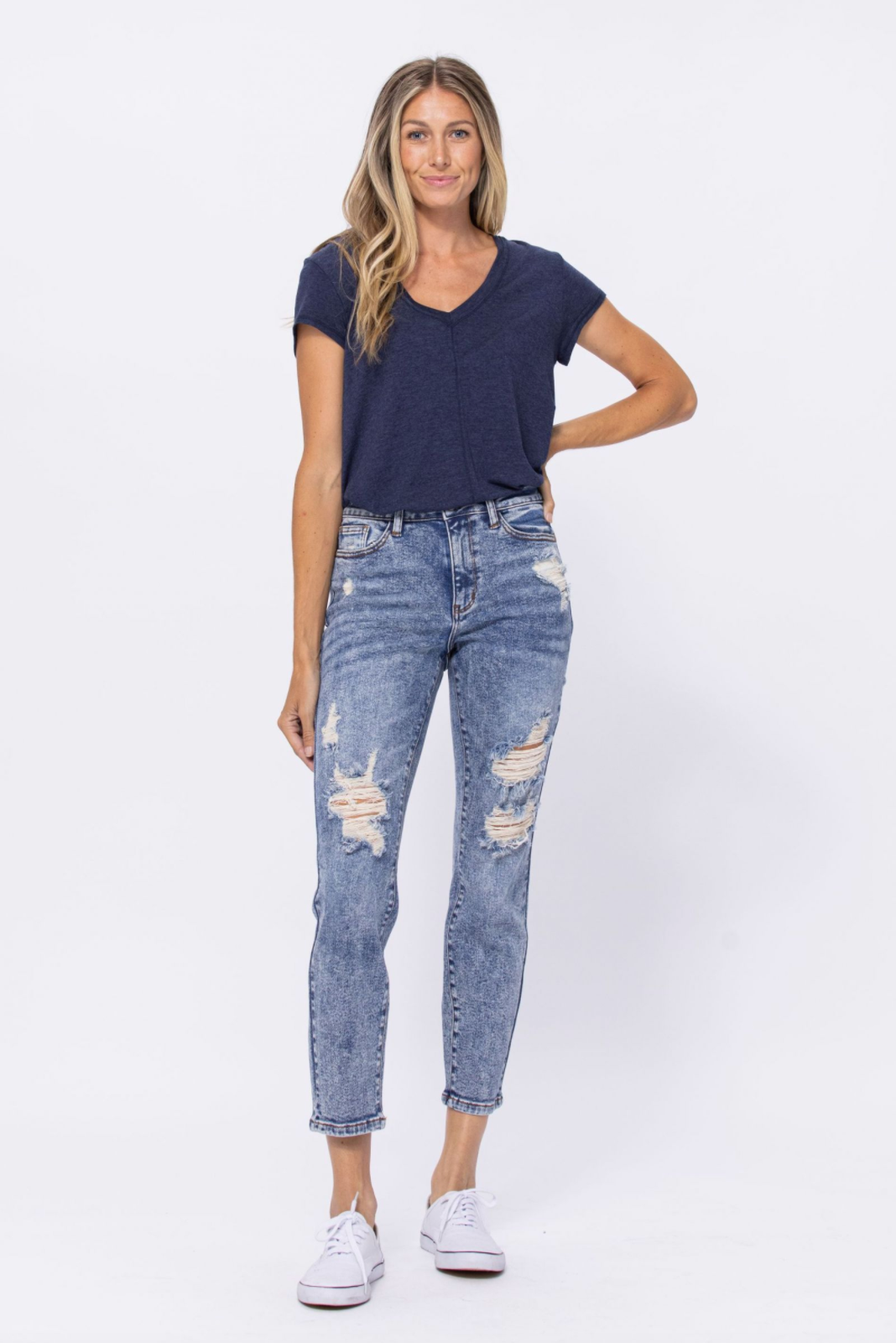 Judy Blue Destroyed Acid Wash Boyfriend Jeans