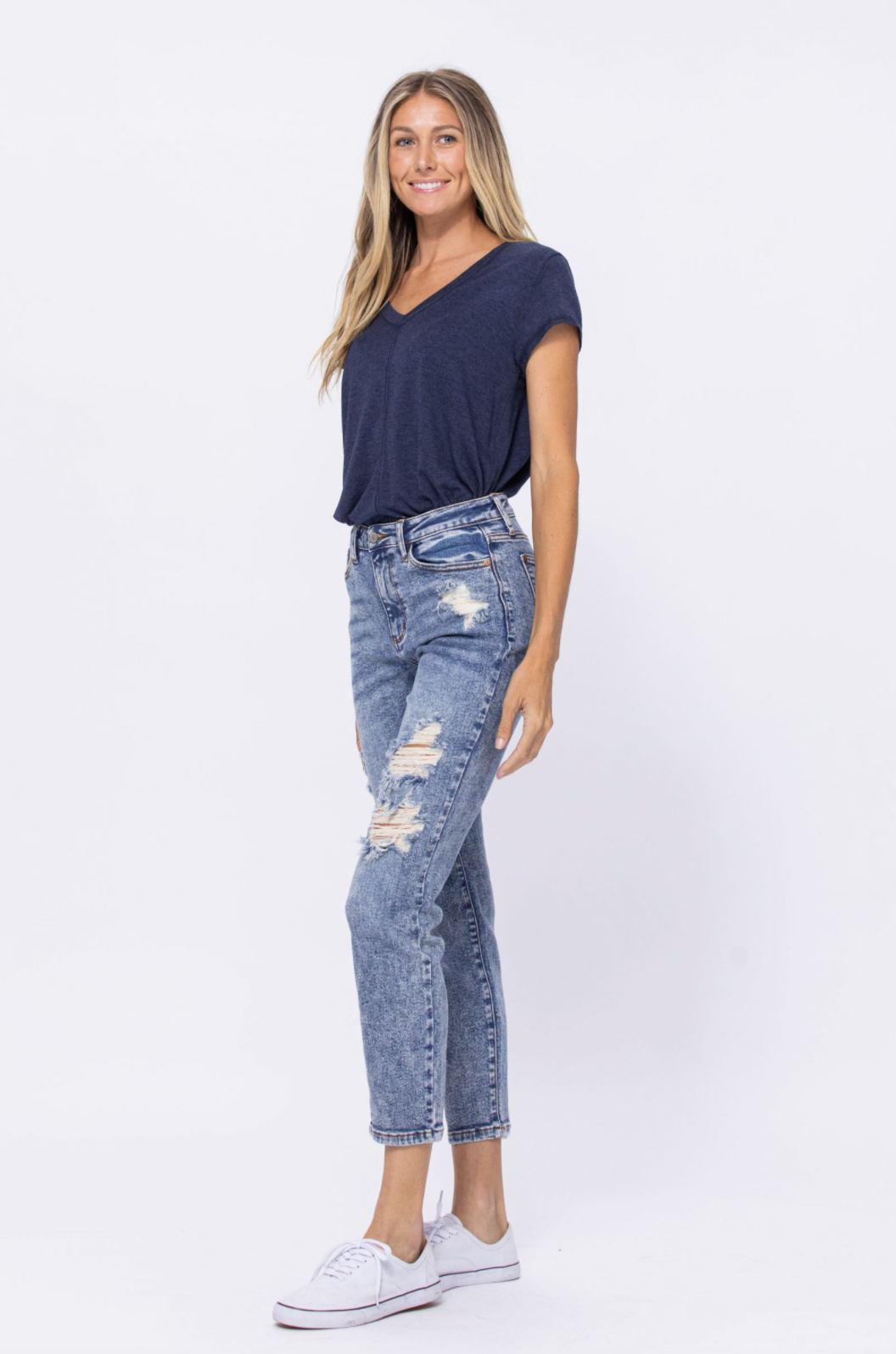 Judy Blue Destroyed Acid Wash Boyfriend Jeans