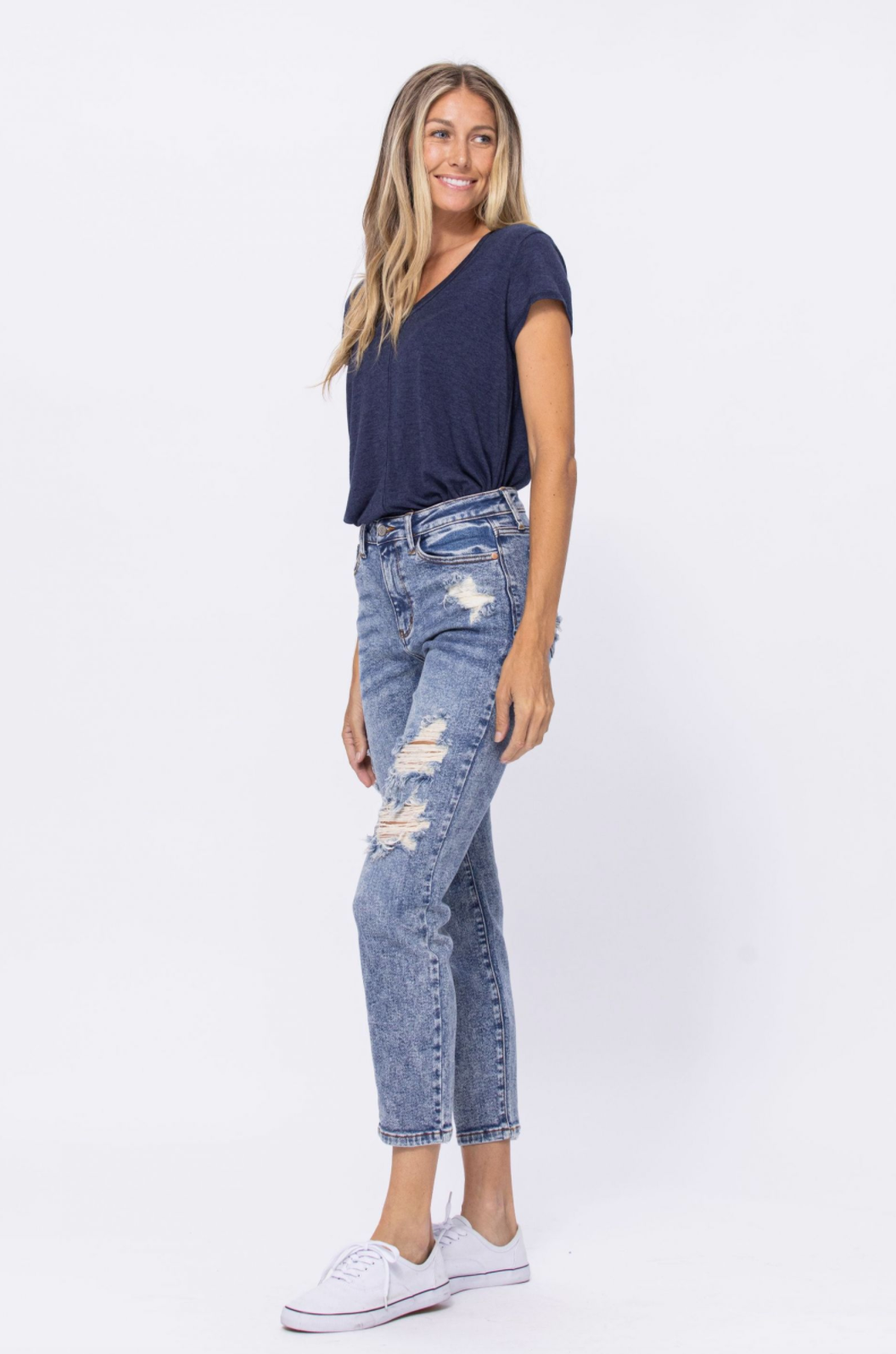 Judy Blue Destroyed Acid Wash Boyfriend Jeans