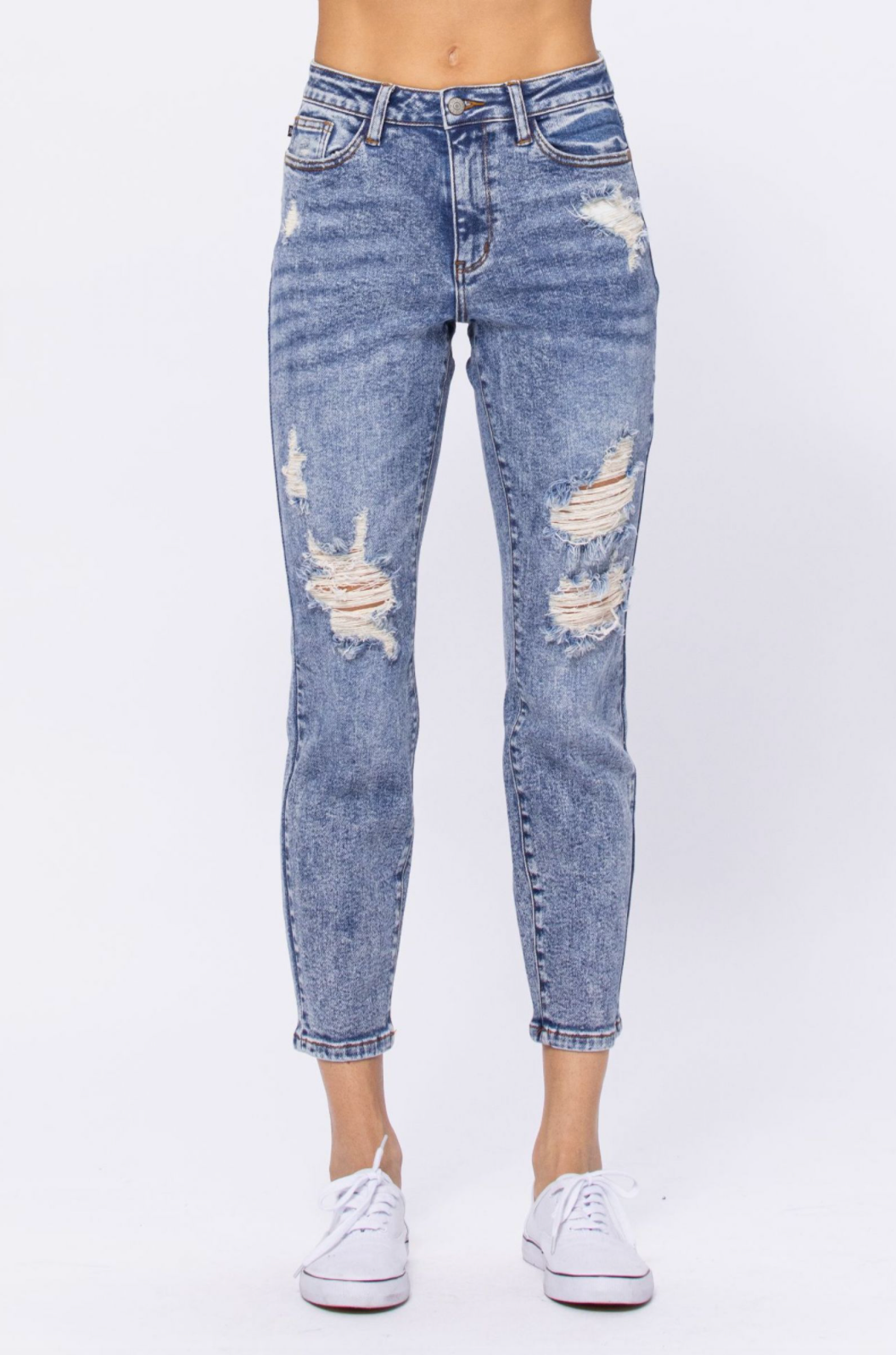 Judy Blue Destroyed Acid Wash Boyfriend Jeans