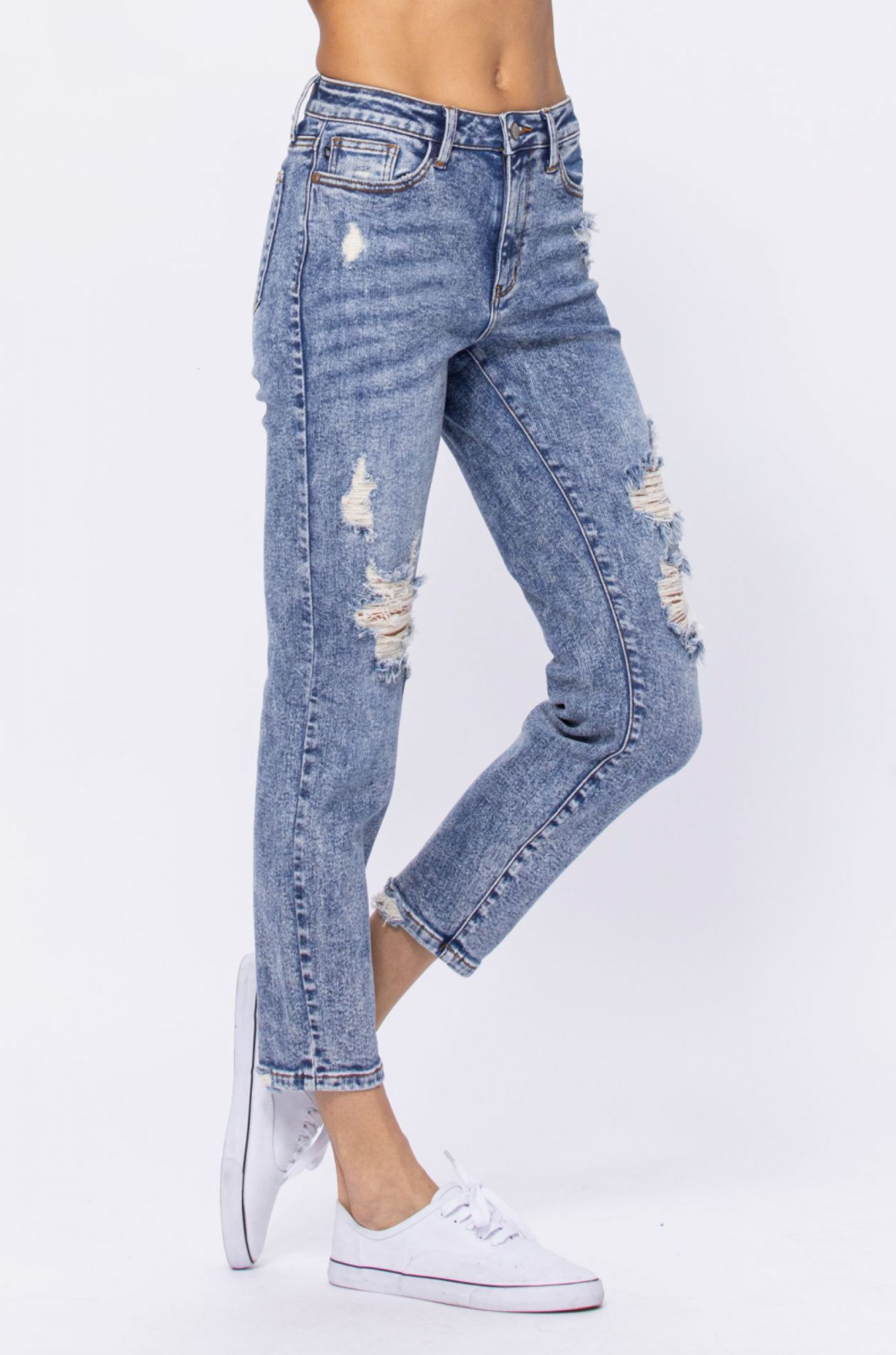 Judy Blue Destroyed Acid Wash Boyfriend Jeans