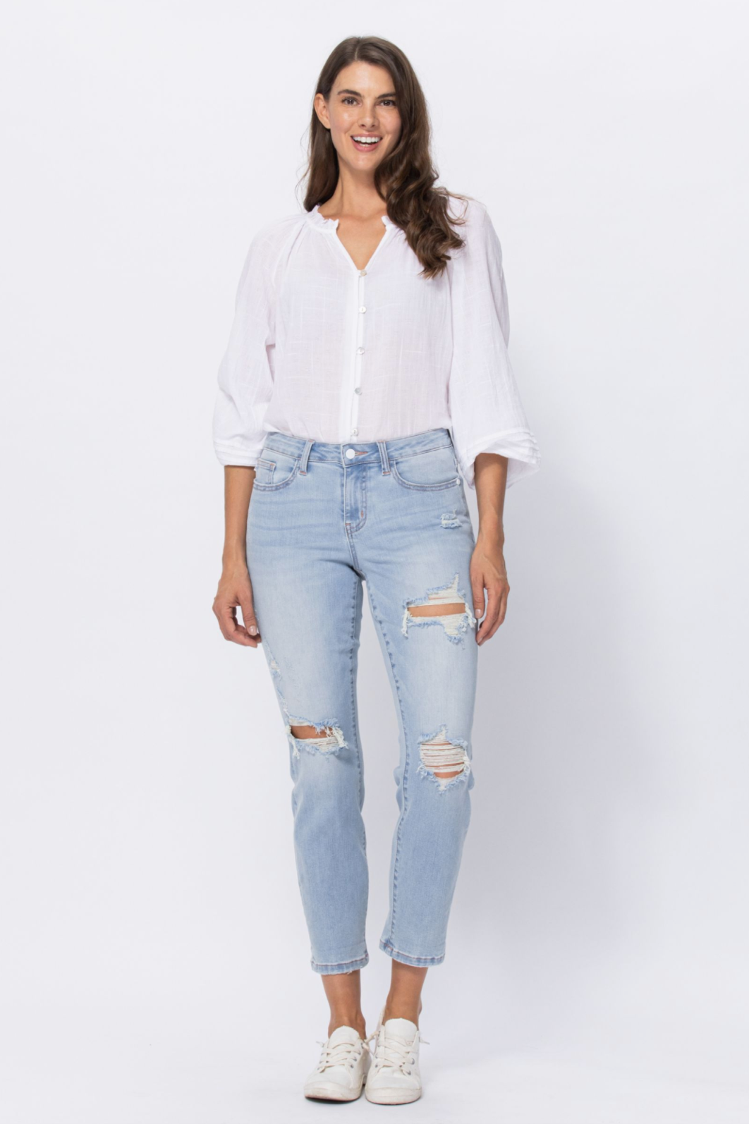 Judy Blue Super Light Destroyed Boyfriend Jeans