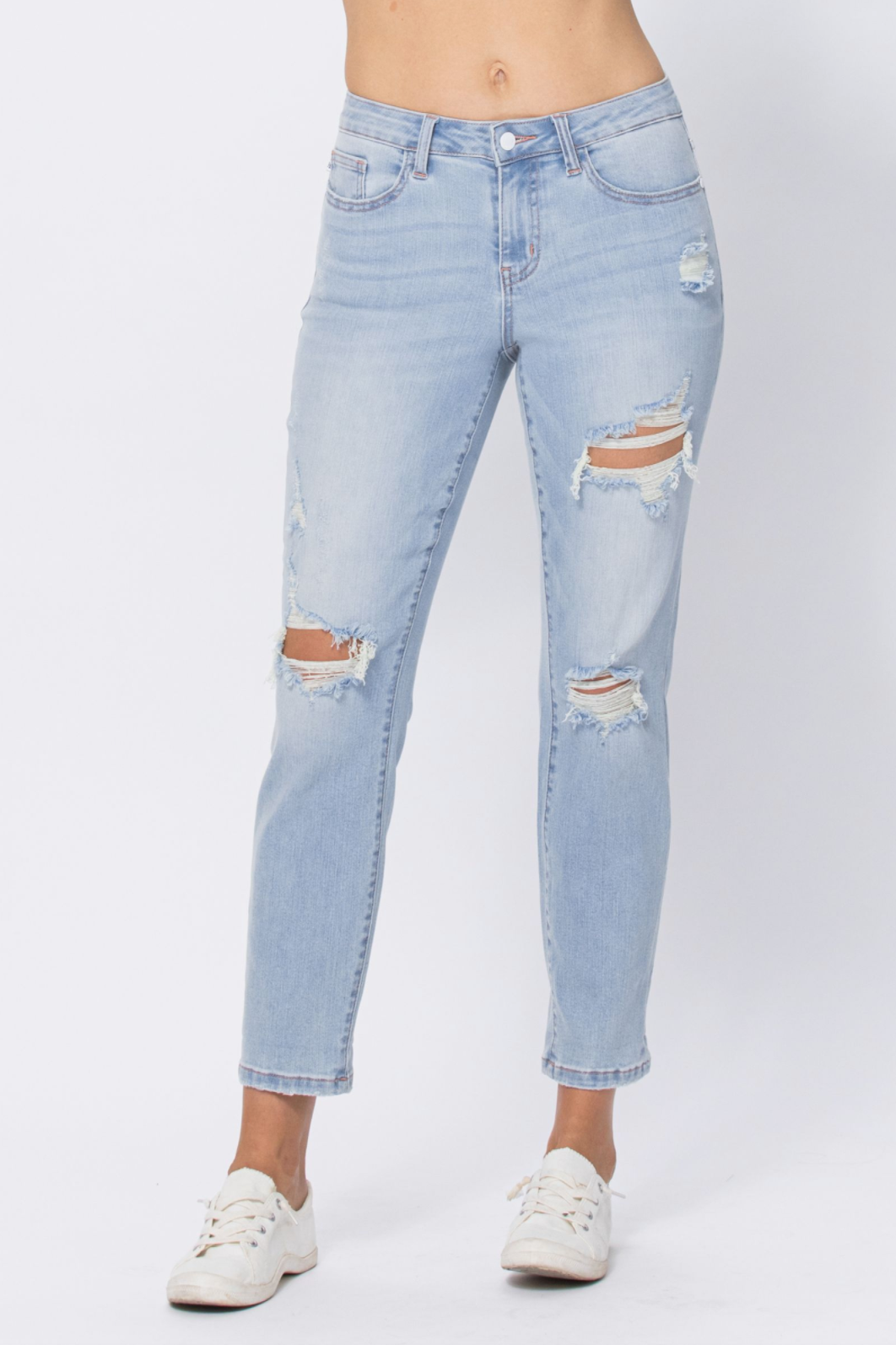 Judy Blue Super Light Destroyed Boyfriend Jeans