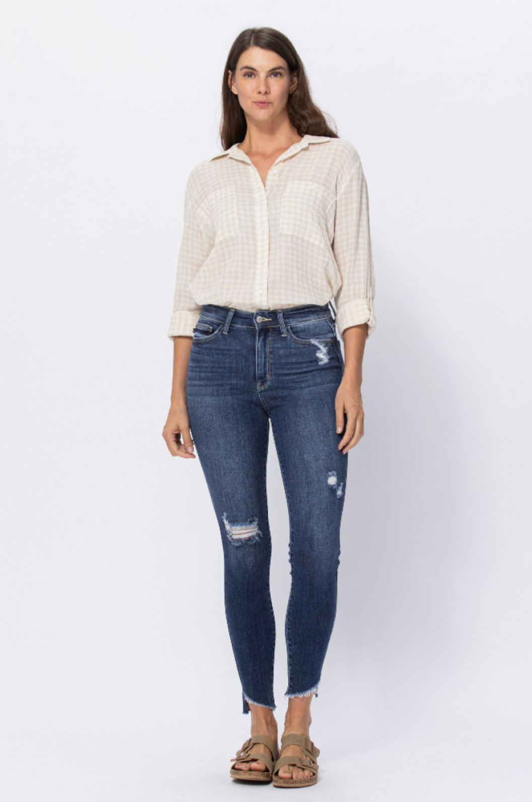 Judy Blue Slanted Fray Hem Skinnies