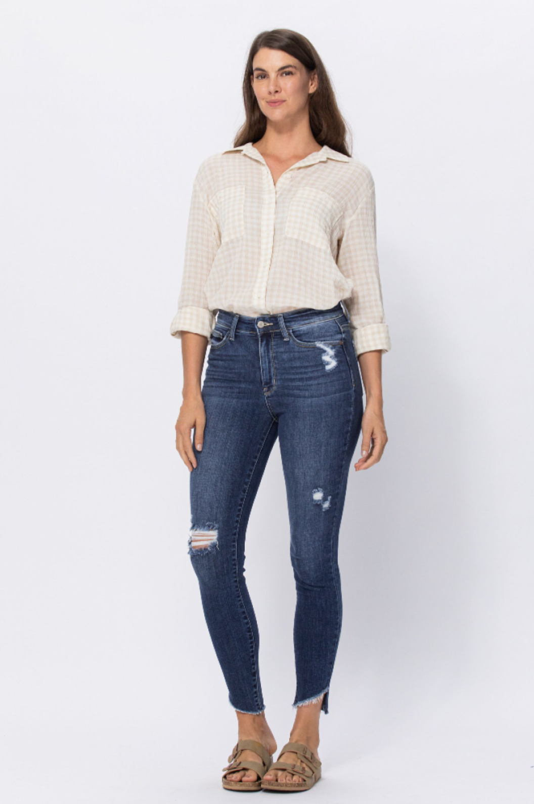 Judy Blue Slanted Fray Hem Skinnies
