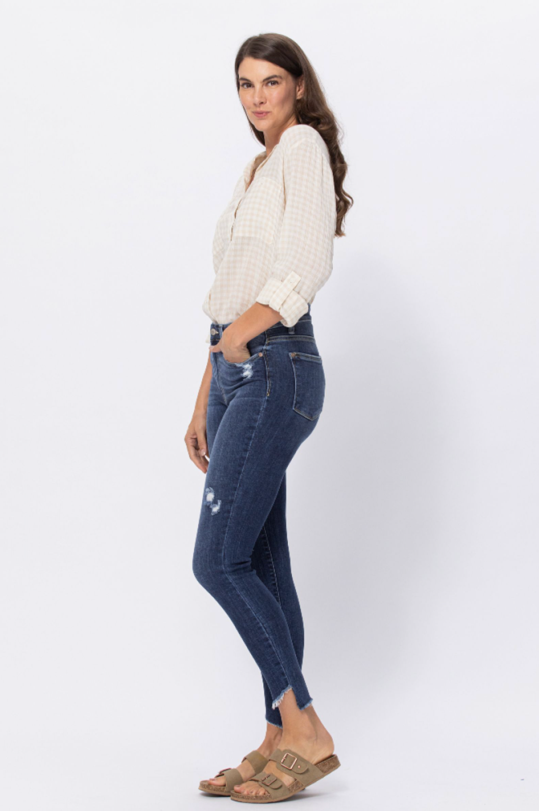 Judy Blue Slanted Fray Hem Skinnies