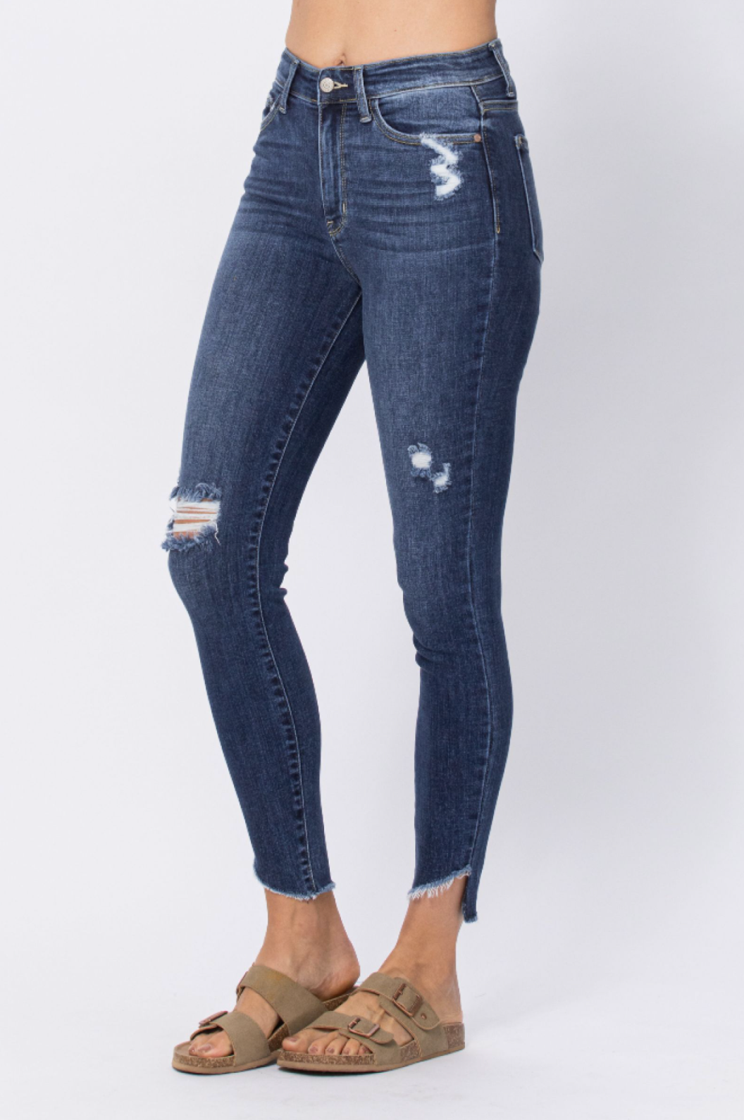 Judy Blue Slanted Fray Hem Skinnies
