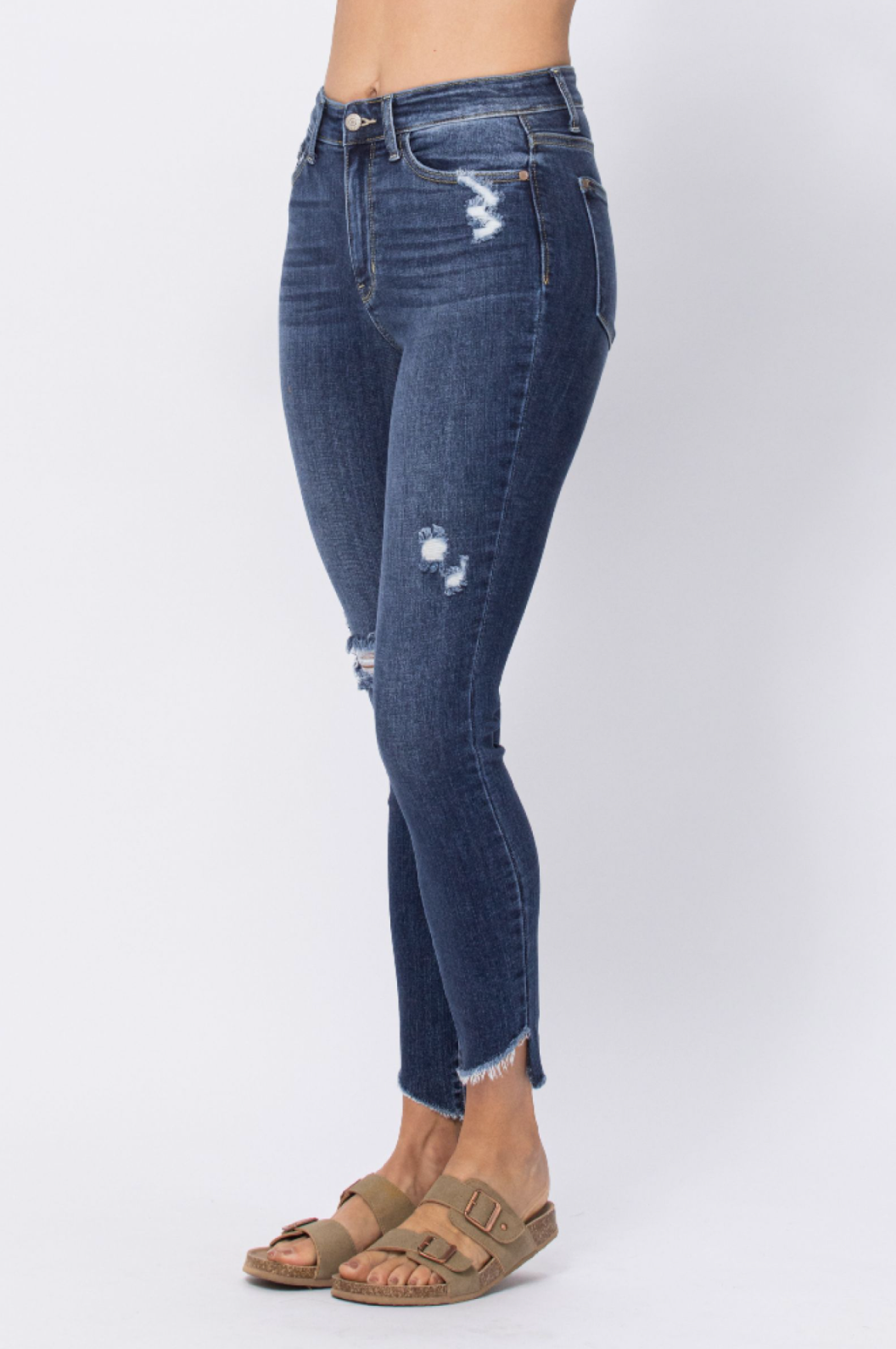 Judy Blue Slanted Fray Hem Skinnies