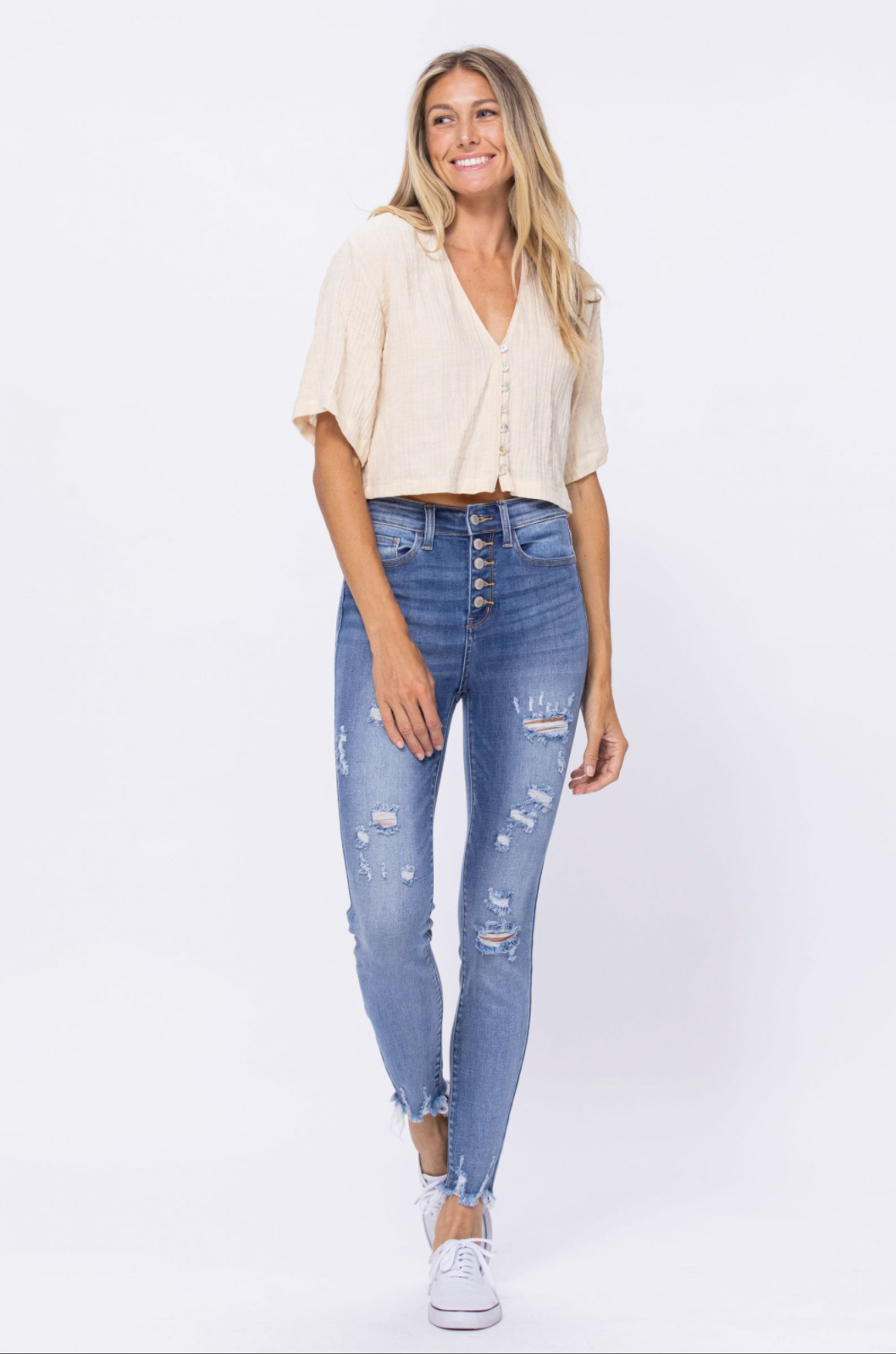Judy Blue Destroyed Button Fly Jeans