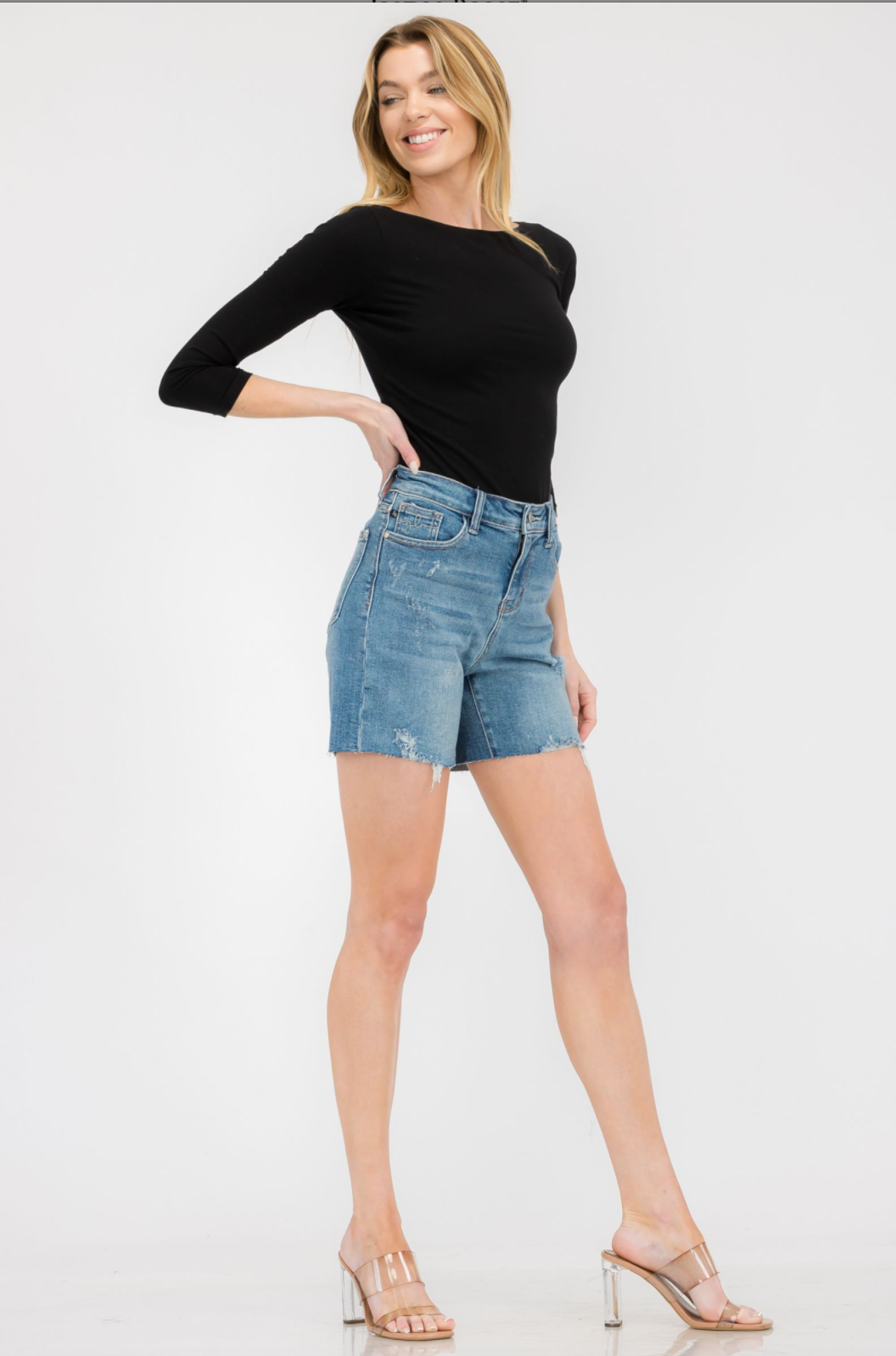 Judy Blue Cut Off Mid Thigh Shorts