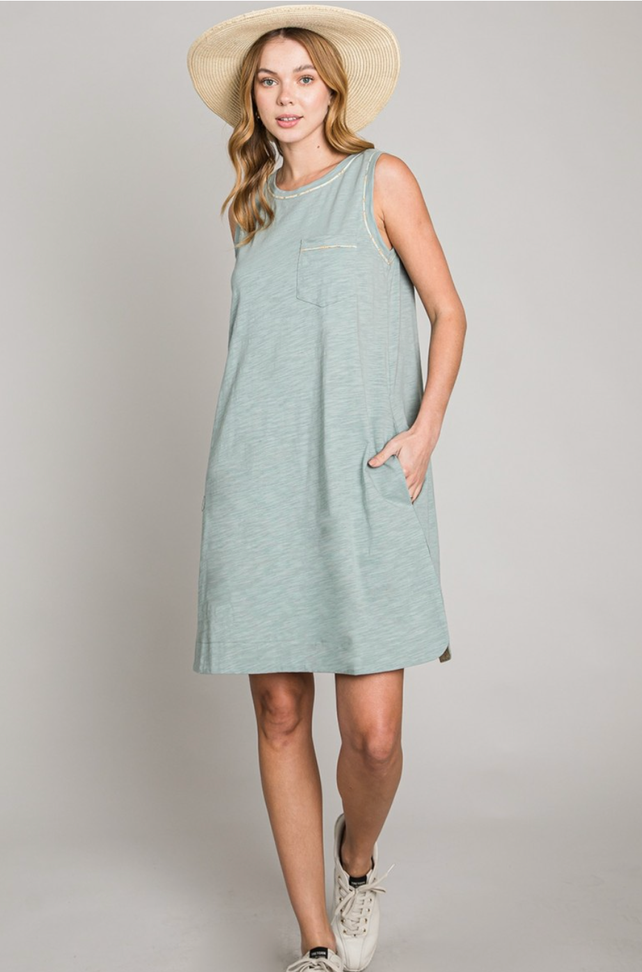 See You Every Time Tank Dress - Mint
