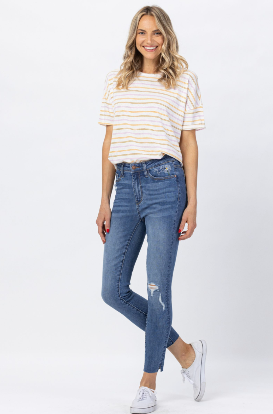 Judy Blue Dandelion Embroidered Skinny Jeans