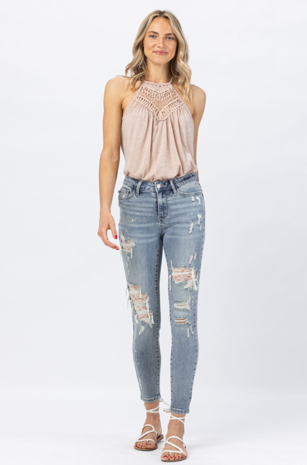 Judy Blue Lace Patch Skinny Jeans