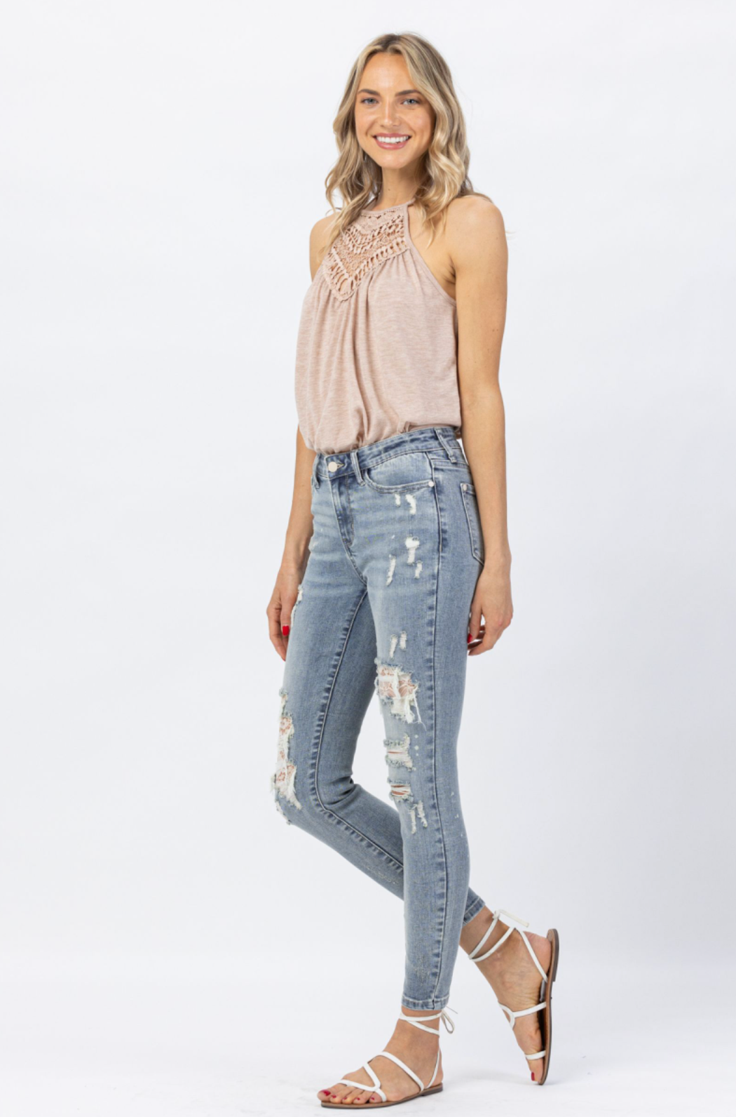 Judy Blue Lace Patch Skinny Jeans