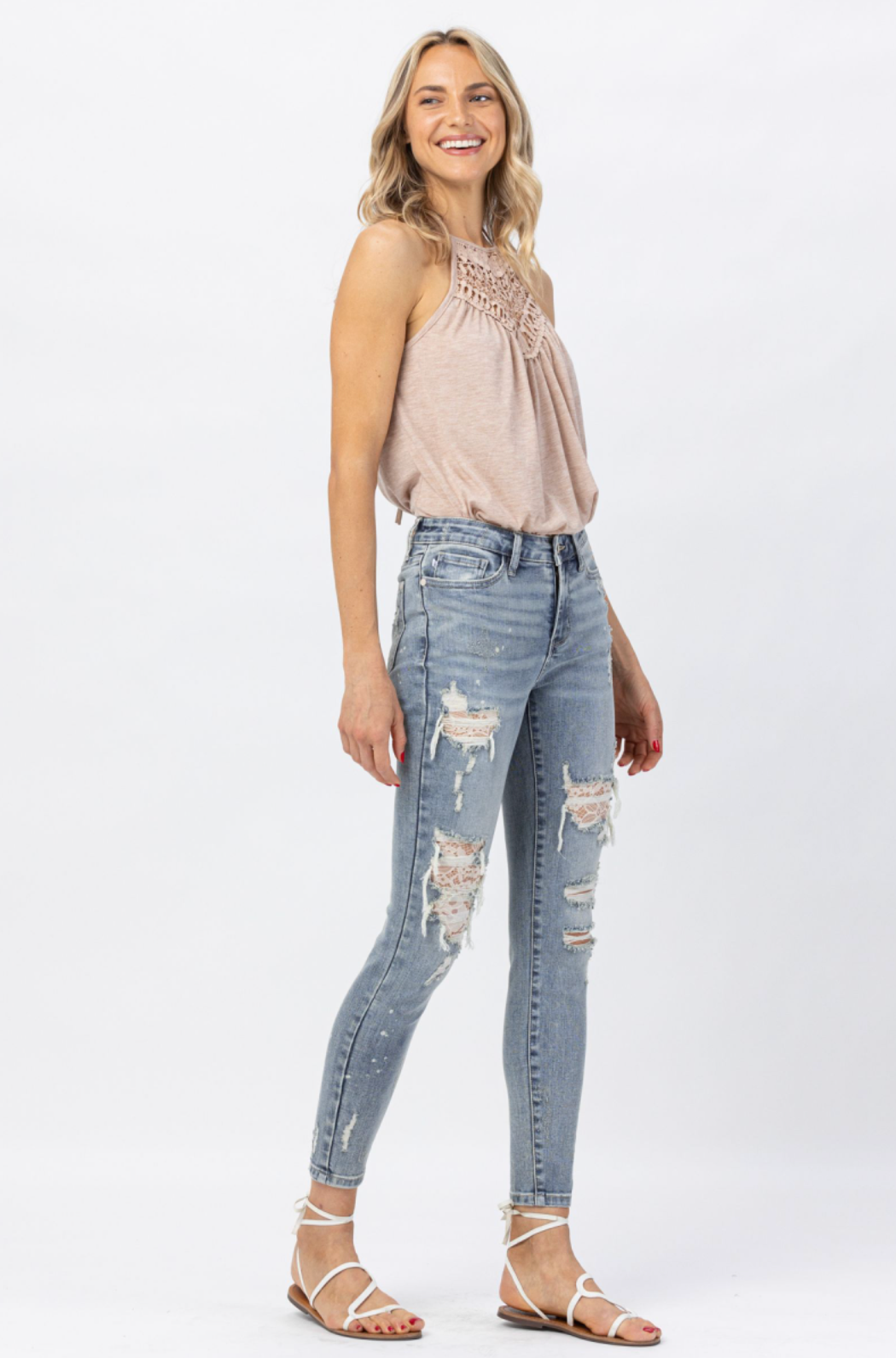 Judy Blue Lace Patch Skinny Jeans