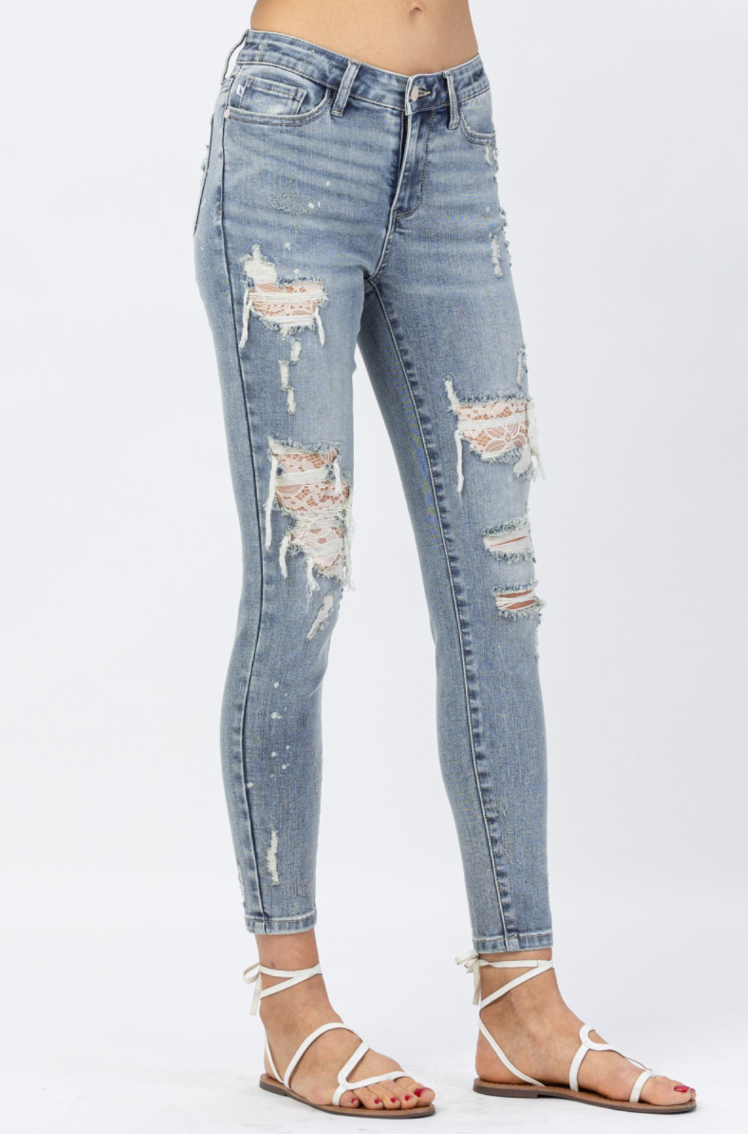 Judy Blue Lace Patch Skinny Jeans