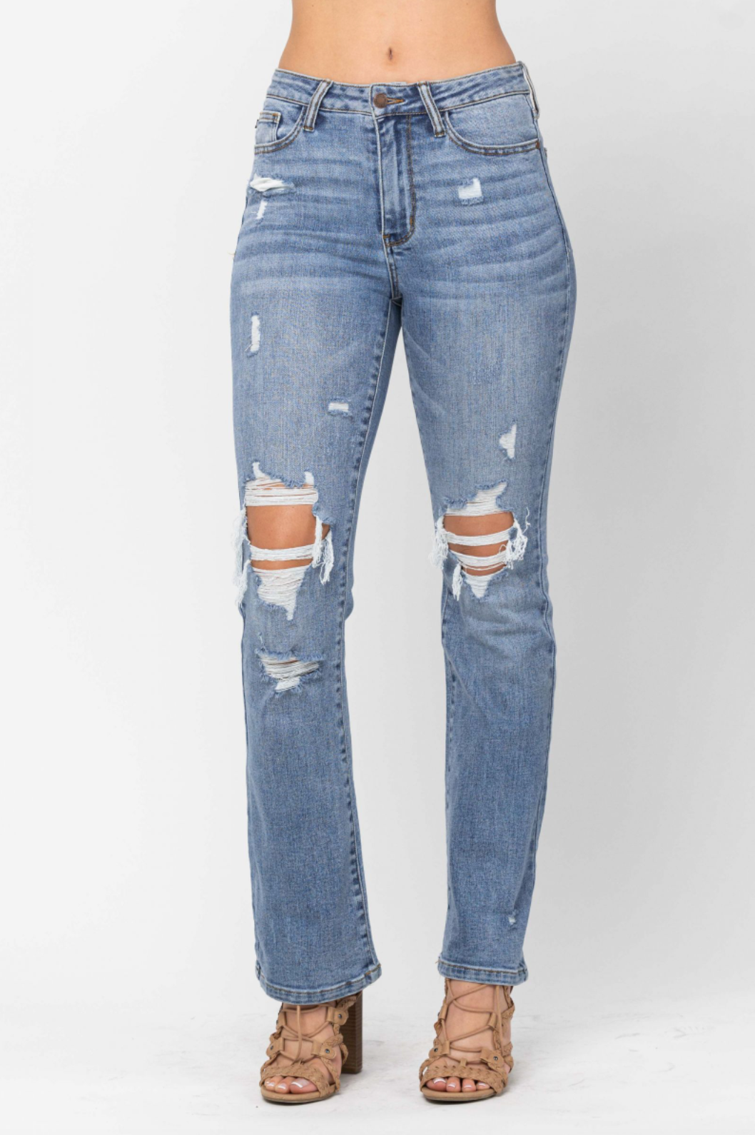 Judy Blue Stone Wash Destroyed Bootcut Jeans