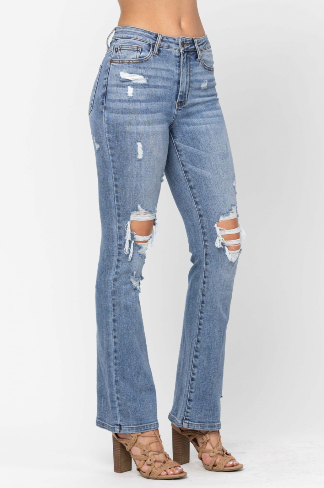 Judy Blue Stone Wash Destroyed Bootcut Jeans