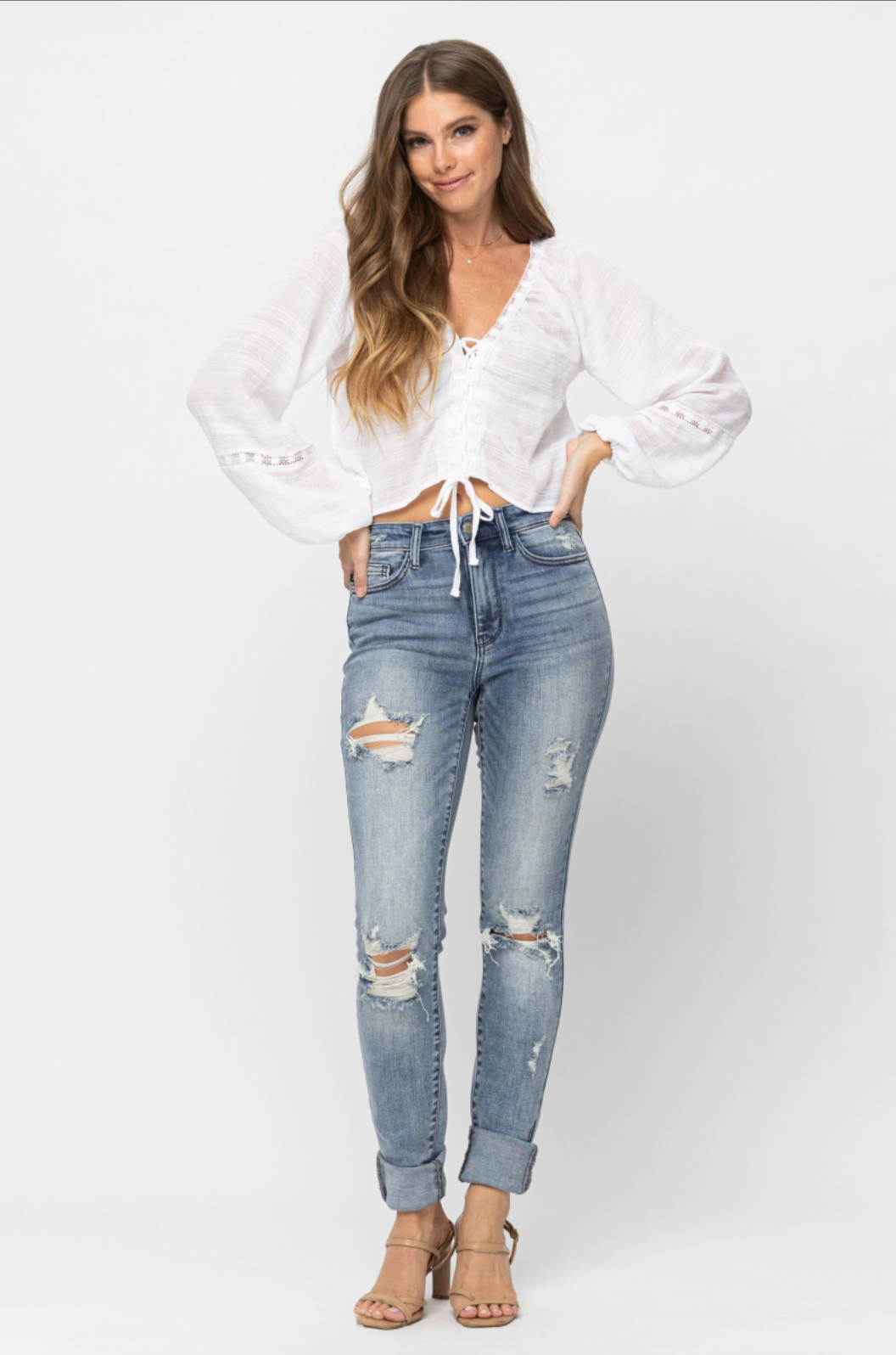 Judy Blue Super Long Heavy Destroy Skinny
