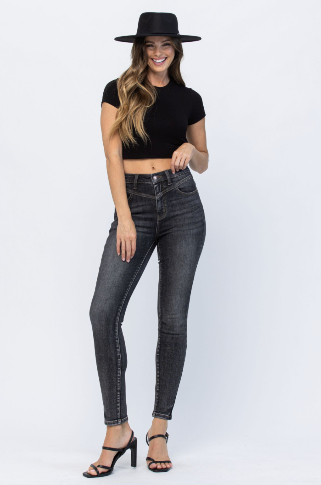 Judy Blue Vintage Black Yoke Skinny Jeans