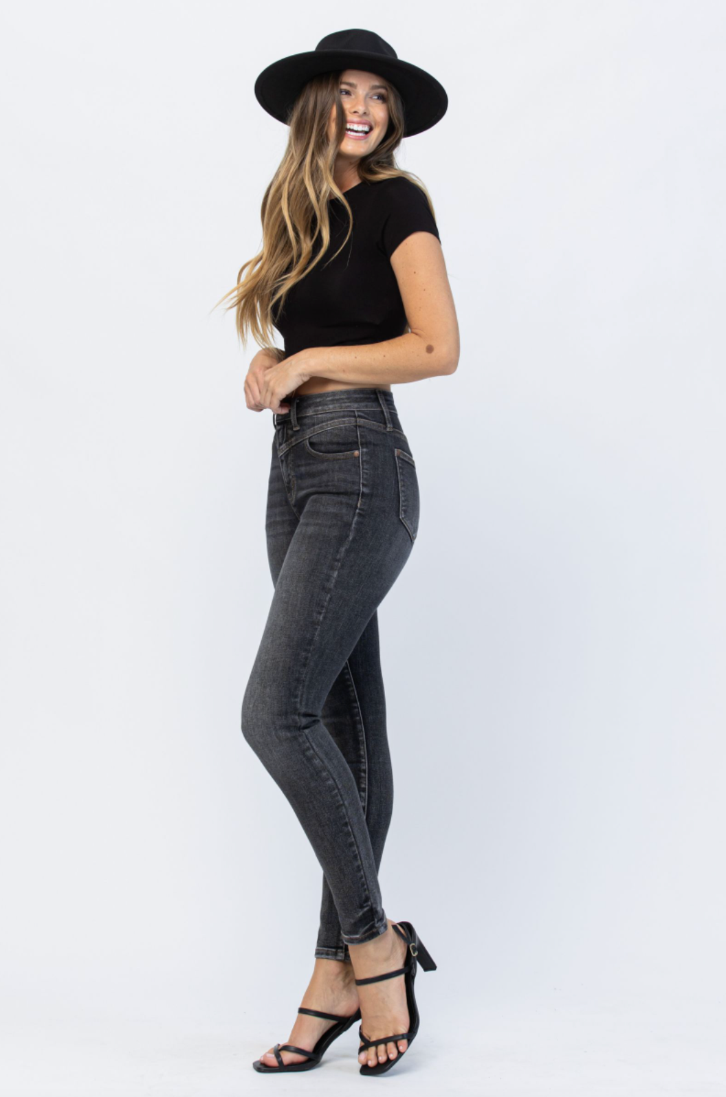 Judy Blue Vintage Black Yoke Skinny Jeans