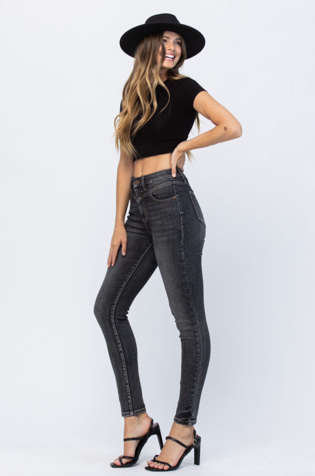 Judy Blue Vintage Black Yoke Skinny Jeans