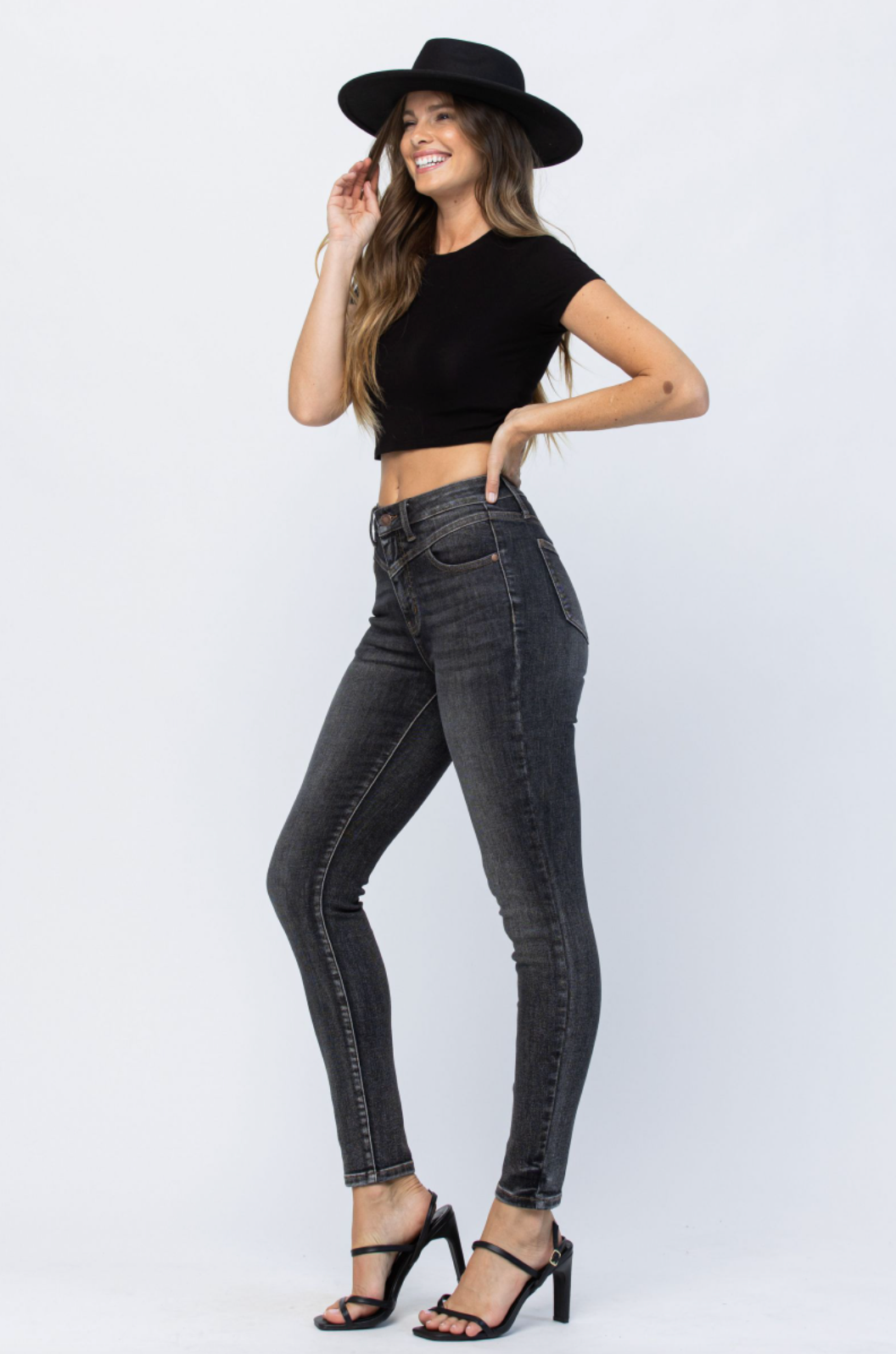 Judy Blue Vintage Black Yoke Skinny Jeans