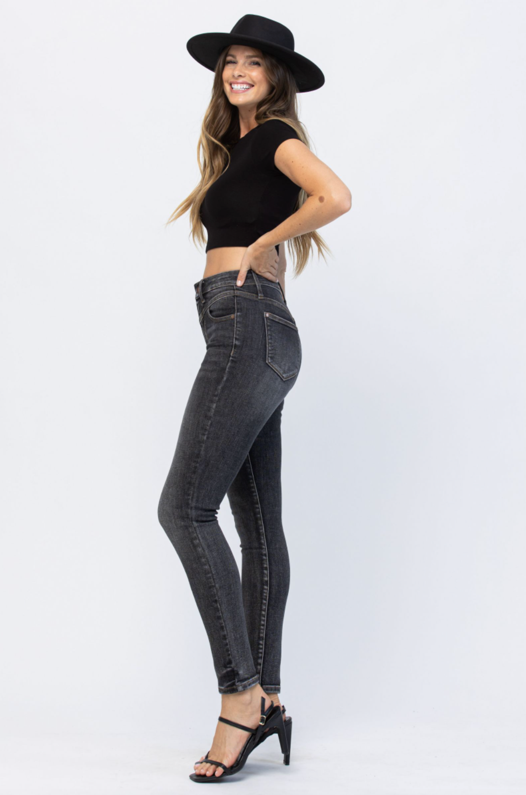 Judy Blue Vintage Black Yoke Skinny Jeans