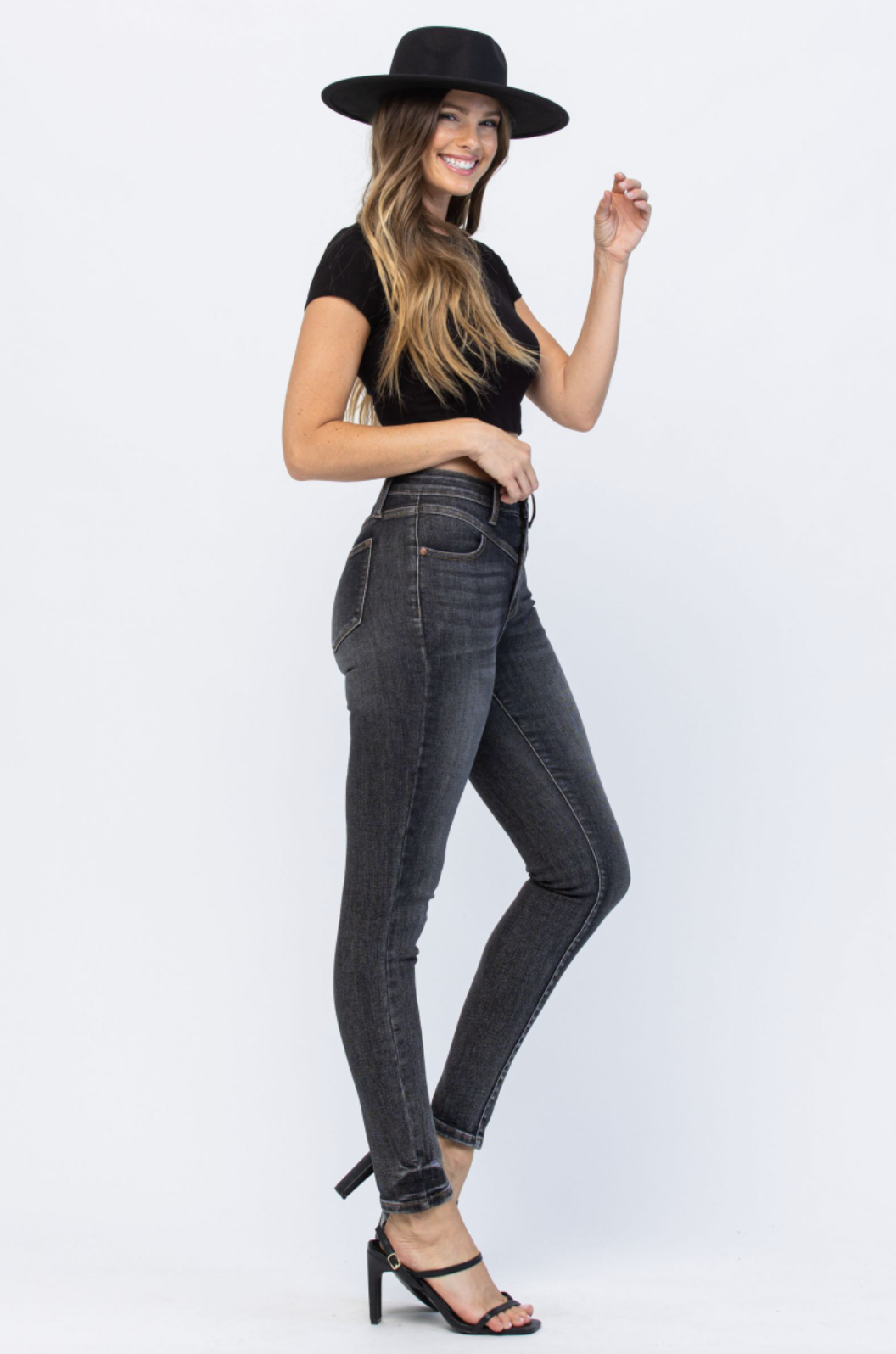 Judy Blue Vintage Black Yoke Skinny Jeans