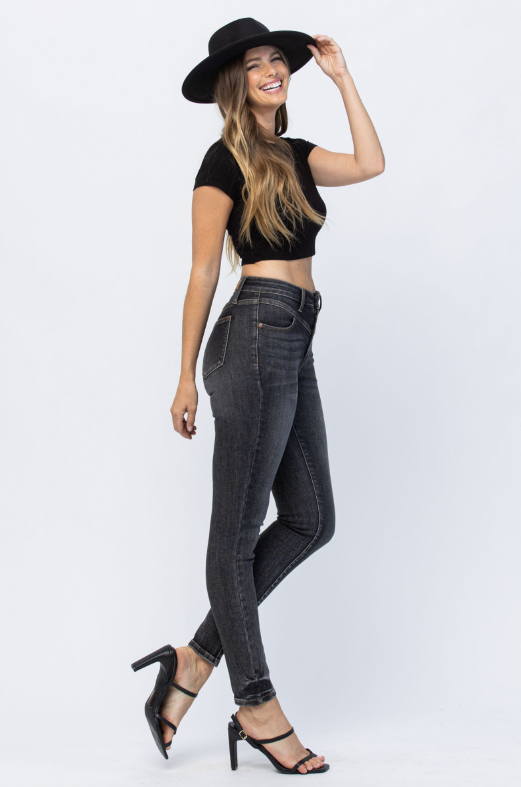 Judy Blue Vintage Black Yoke Skinny Jeans